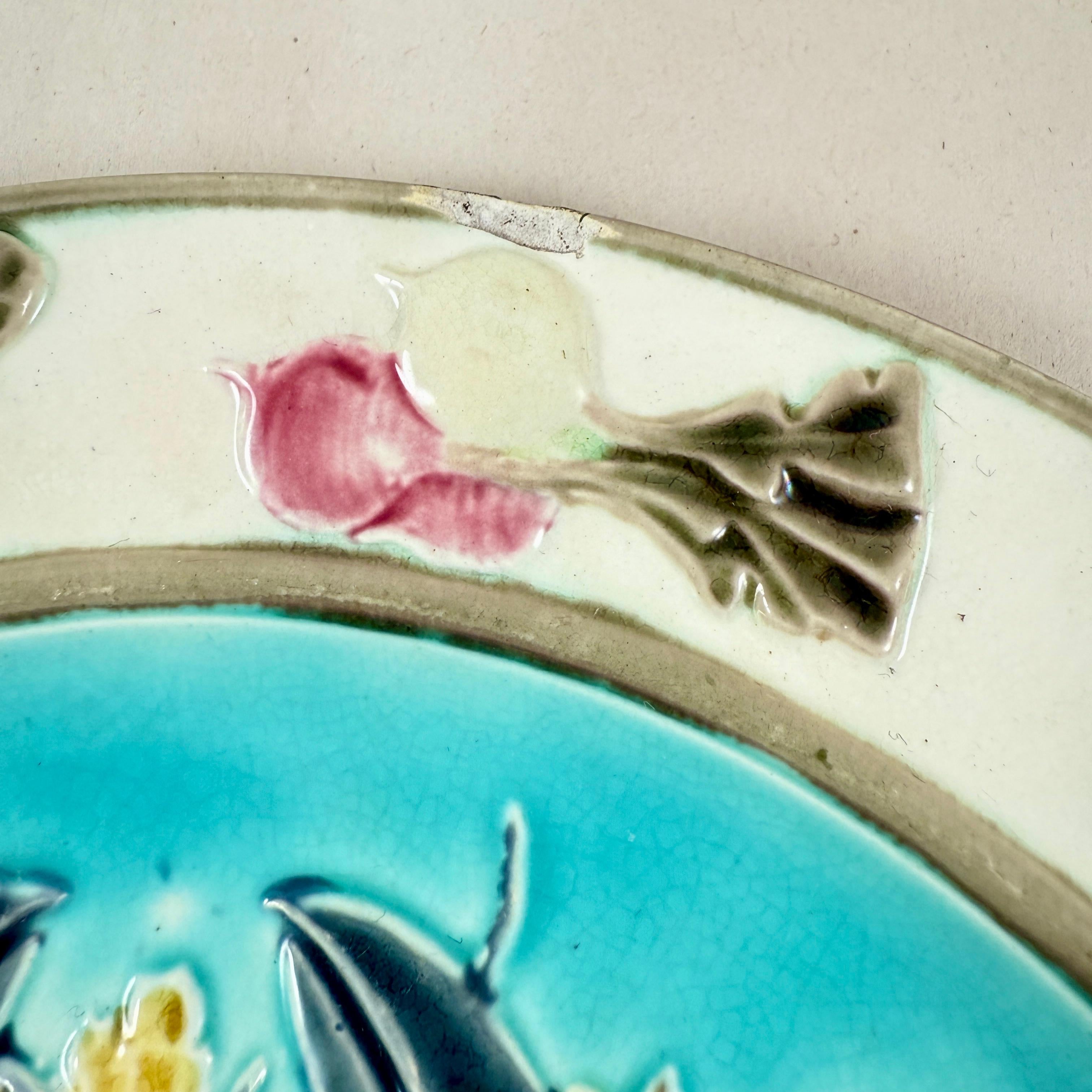 Plato de langosta Wedgwood Aesthetic Movement Majolica Azul Turquesa en venta 2