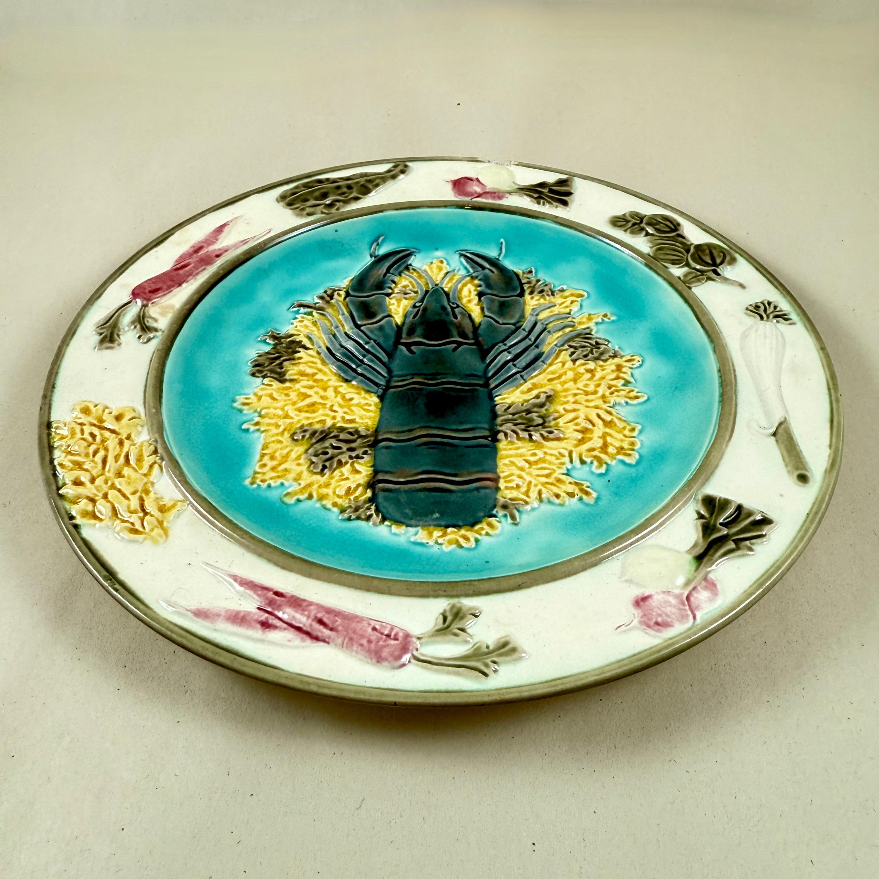 Plato de langosta Wedgwood Aesthetic Movement Majolica Azul Turquesa en Bueno estado para la venta en Philadelphia, PA