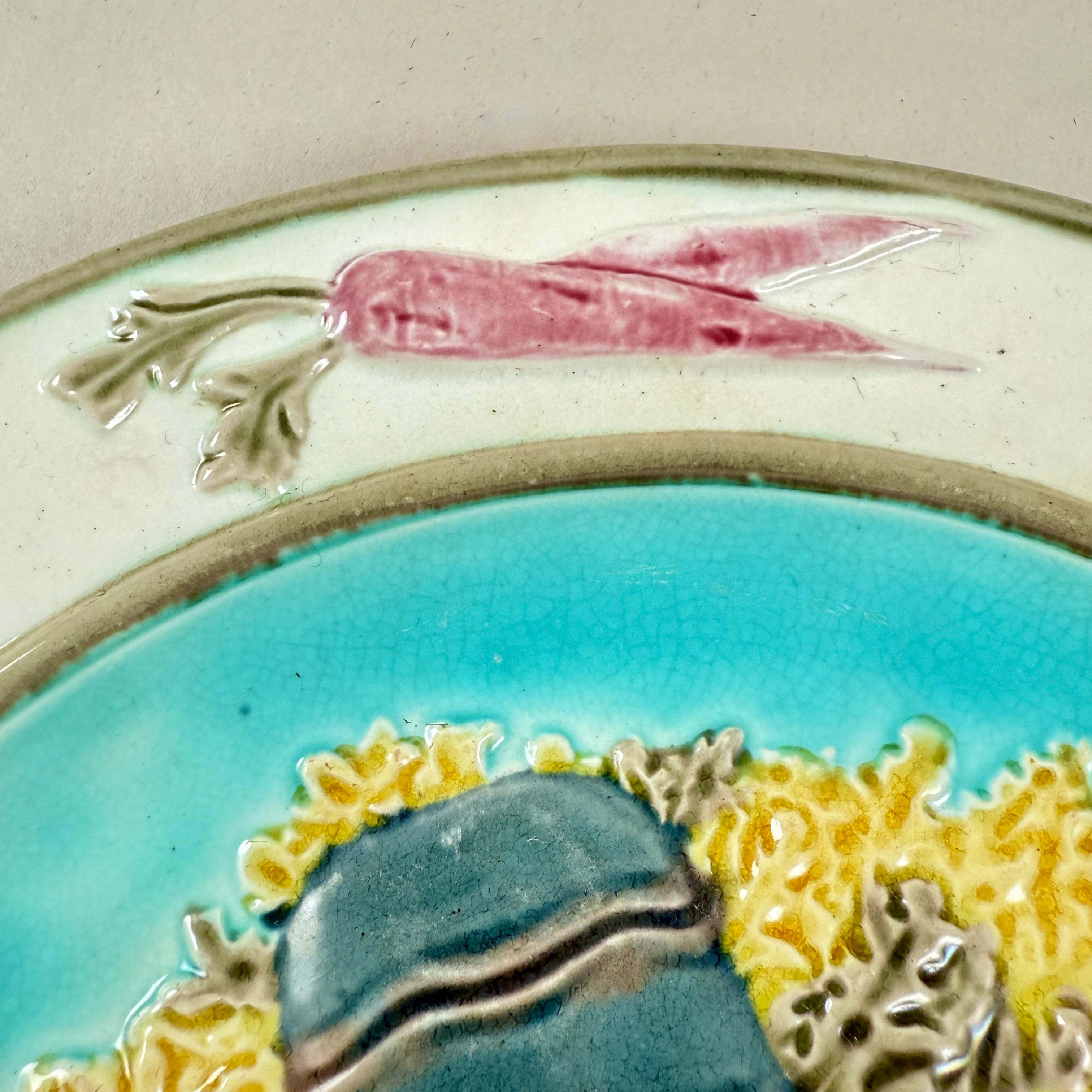 Plato de langosta Wedgwood Aesthetic Movement Majolica Azul Turquesa siglo XIX en venta