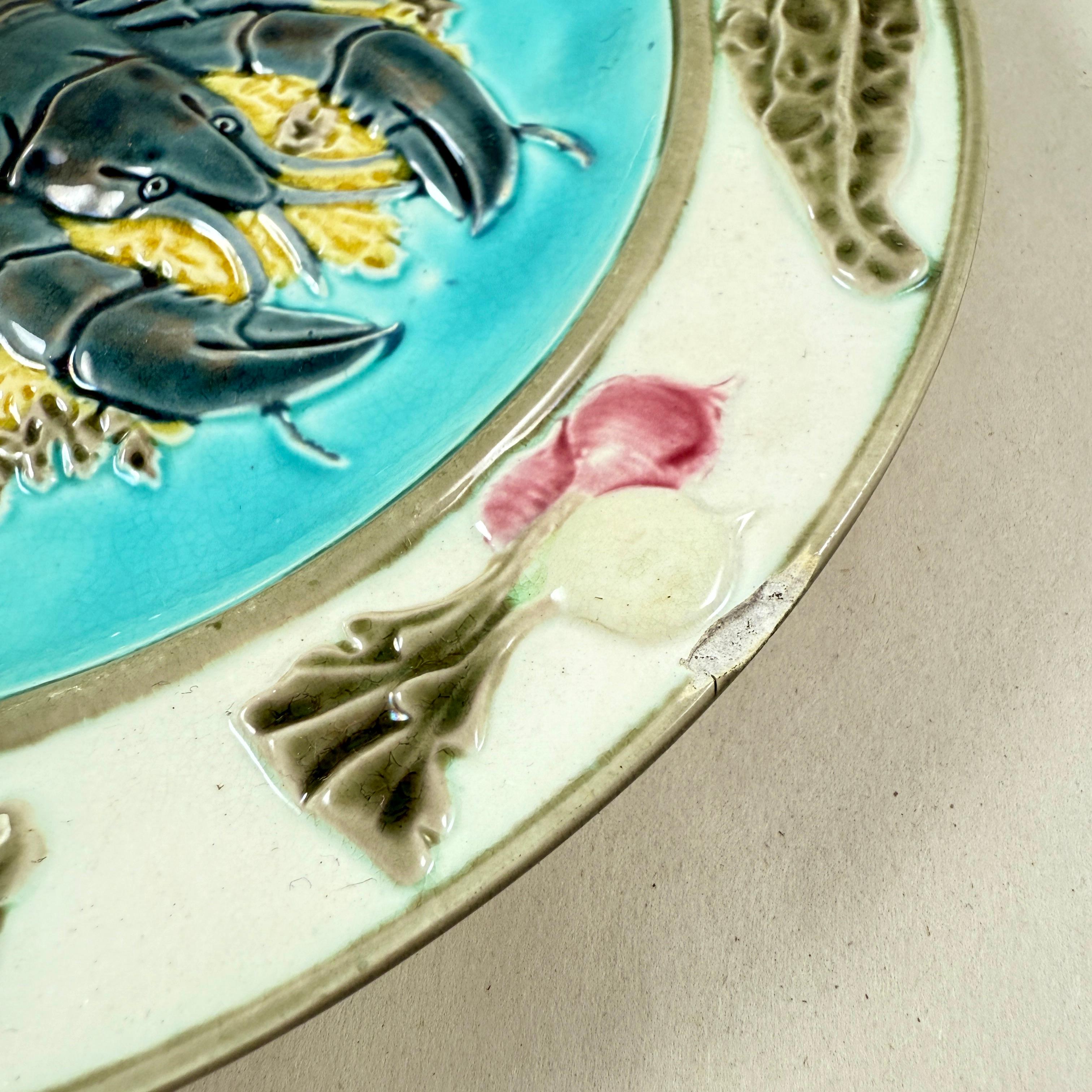 Plato de langosta Wedgwood Aesthetic Movement Majolica Azul Turquesa en venta 1