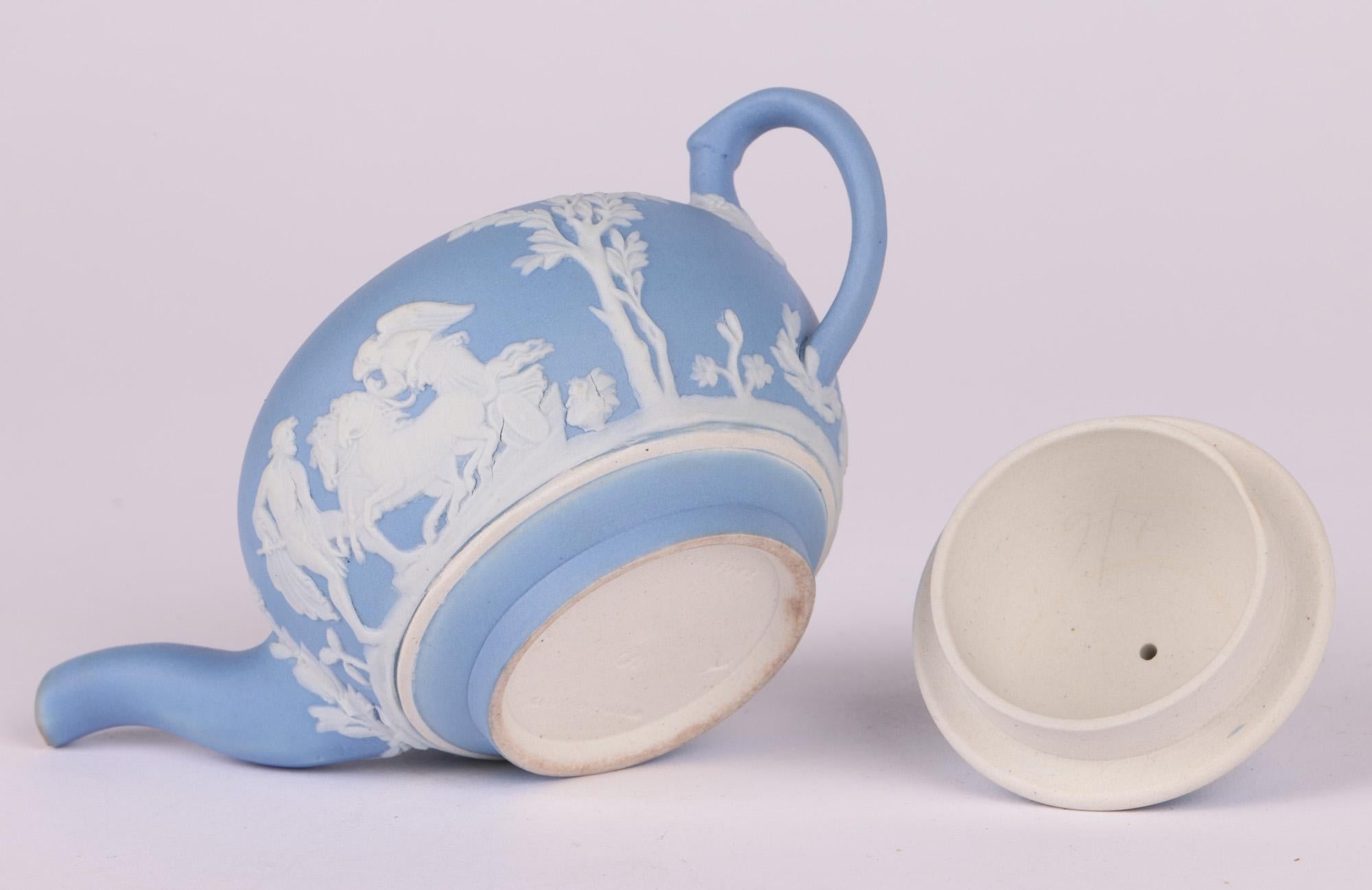Wedgwood Antique Blue Jasperware Miniature Teapot 3