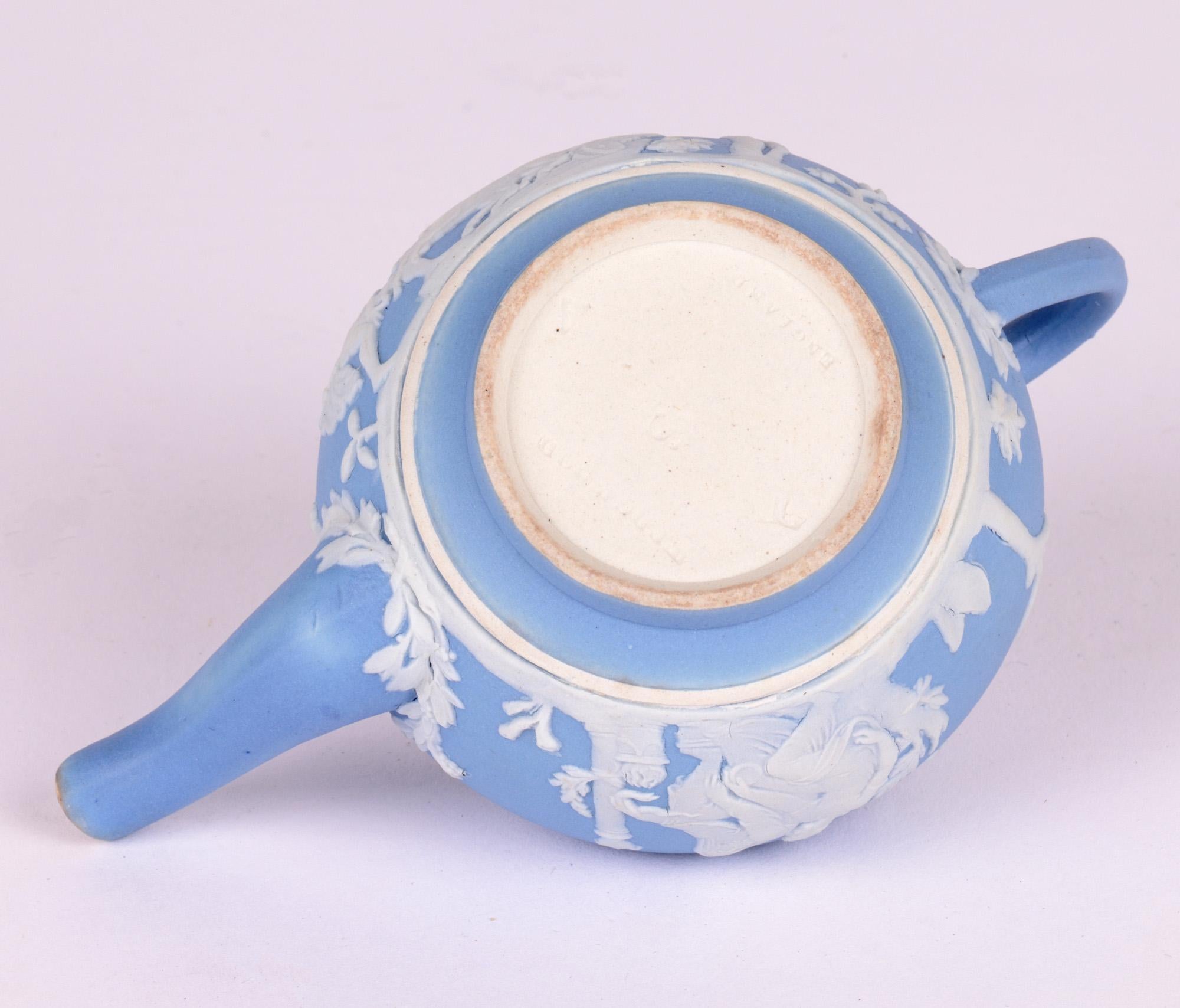 Wedgwood Antique Blue Jasperware Miniature Teapot 5