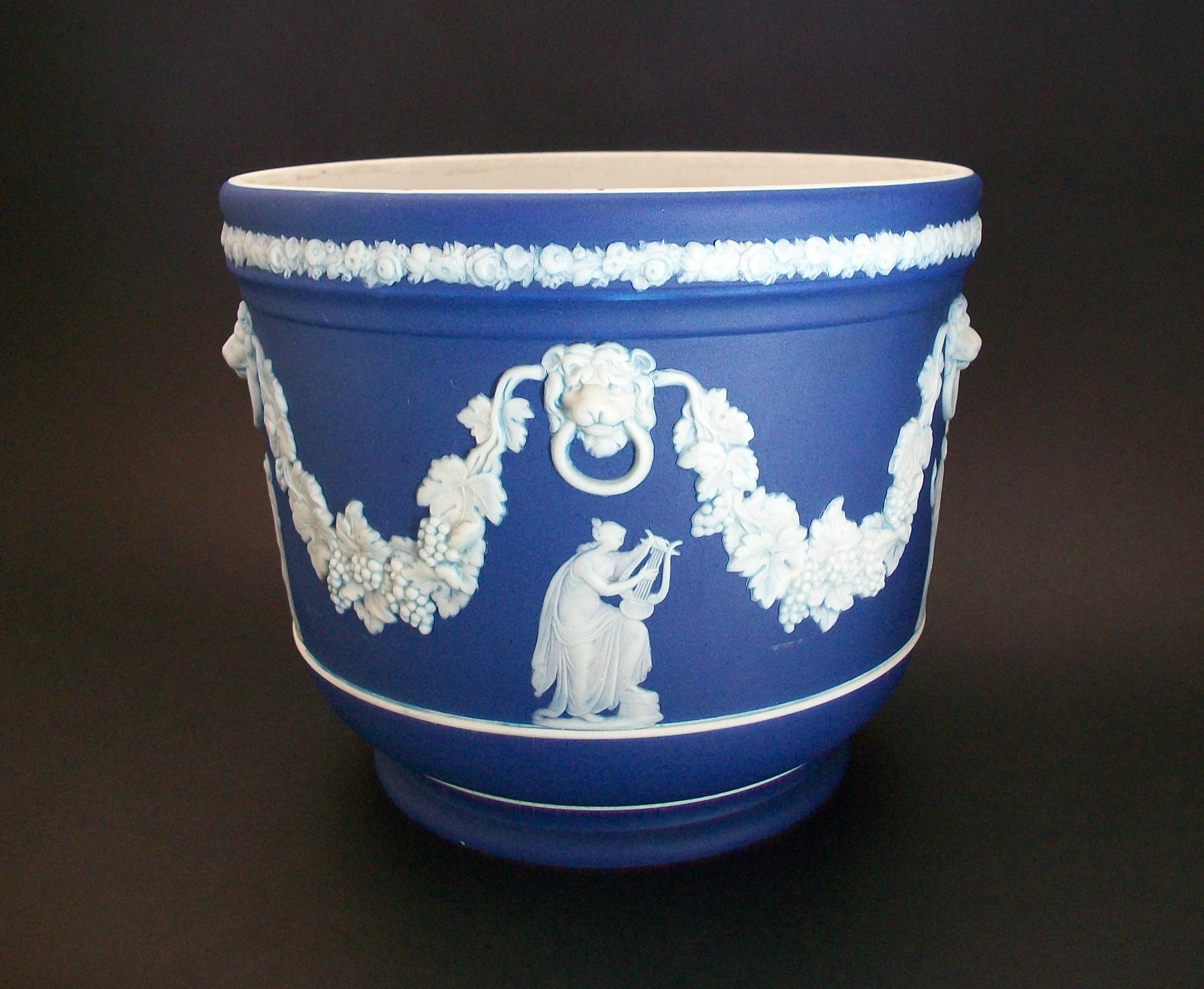 British WEDGWOOD - Antique Blue Jasperware Neo Classical Planter - U.K. - Circa 1908
