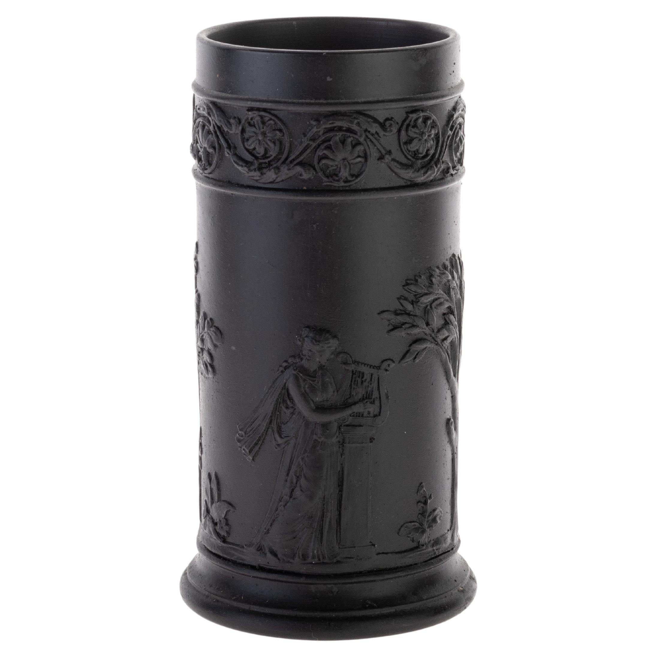Wedgwood Antique Neoclassical Black Basalt Jasper Spill Vase 19th Century