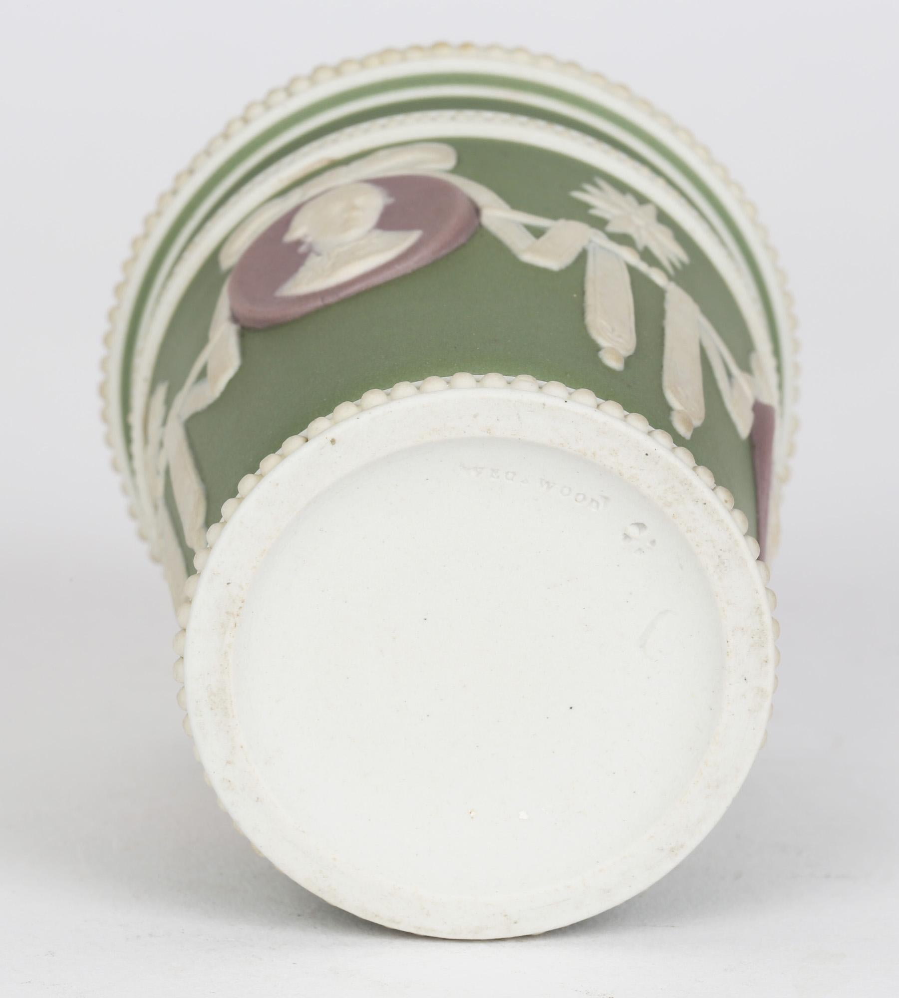Porcelain Wedgwood Antique Three Color Jasperware Medallion Vase For Sale