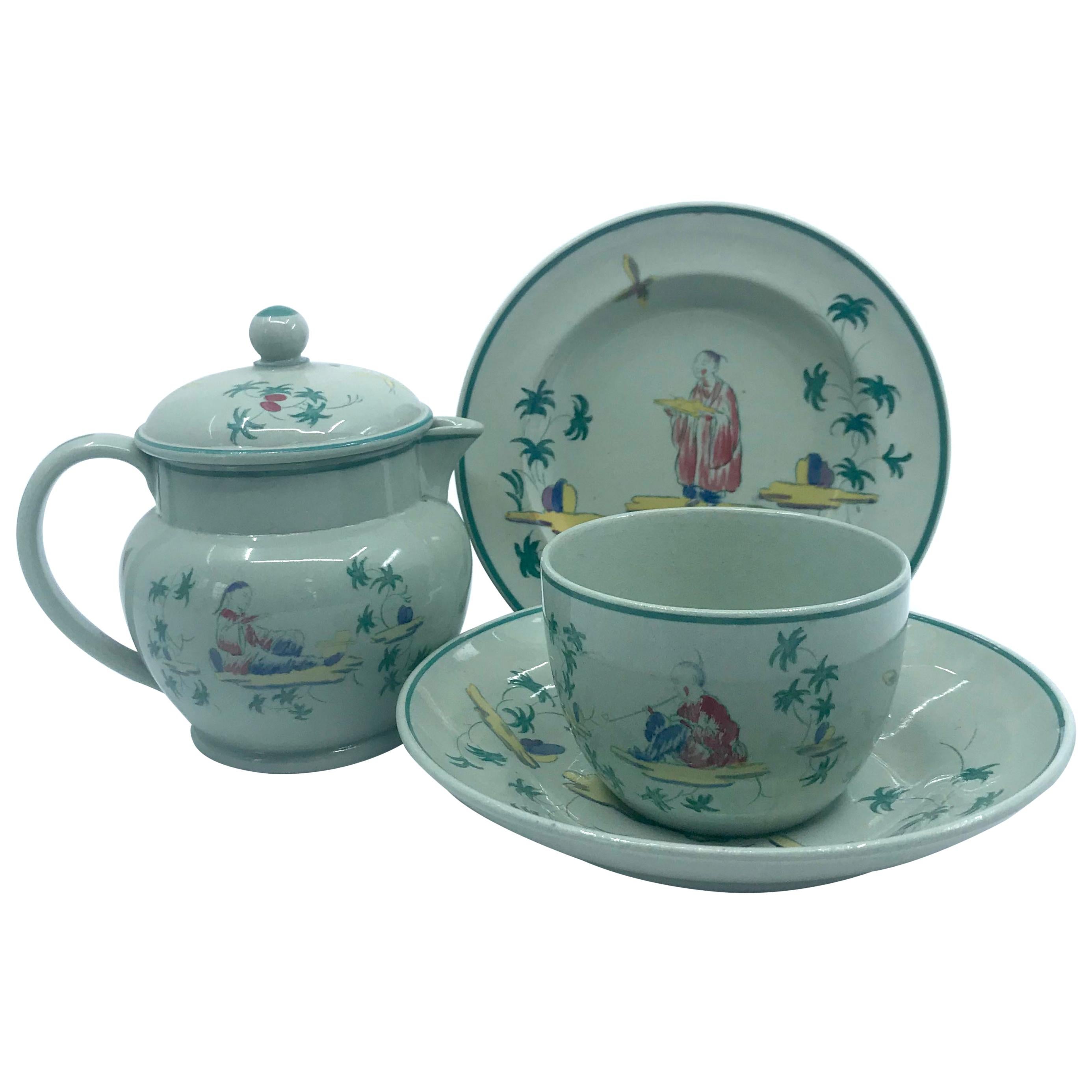 Wedgwood Apprey Celadon Chinoiserie Tea Set For Sale