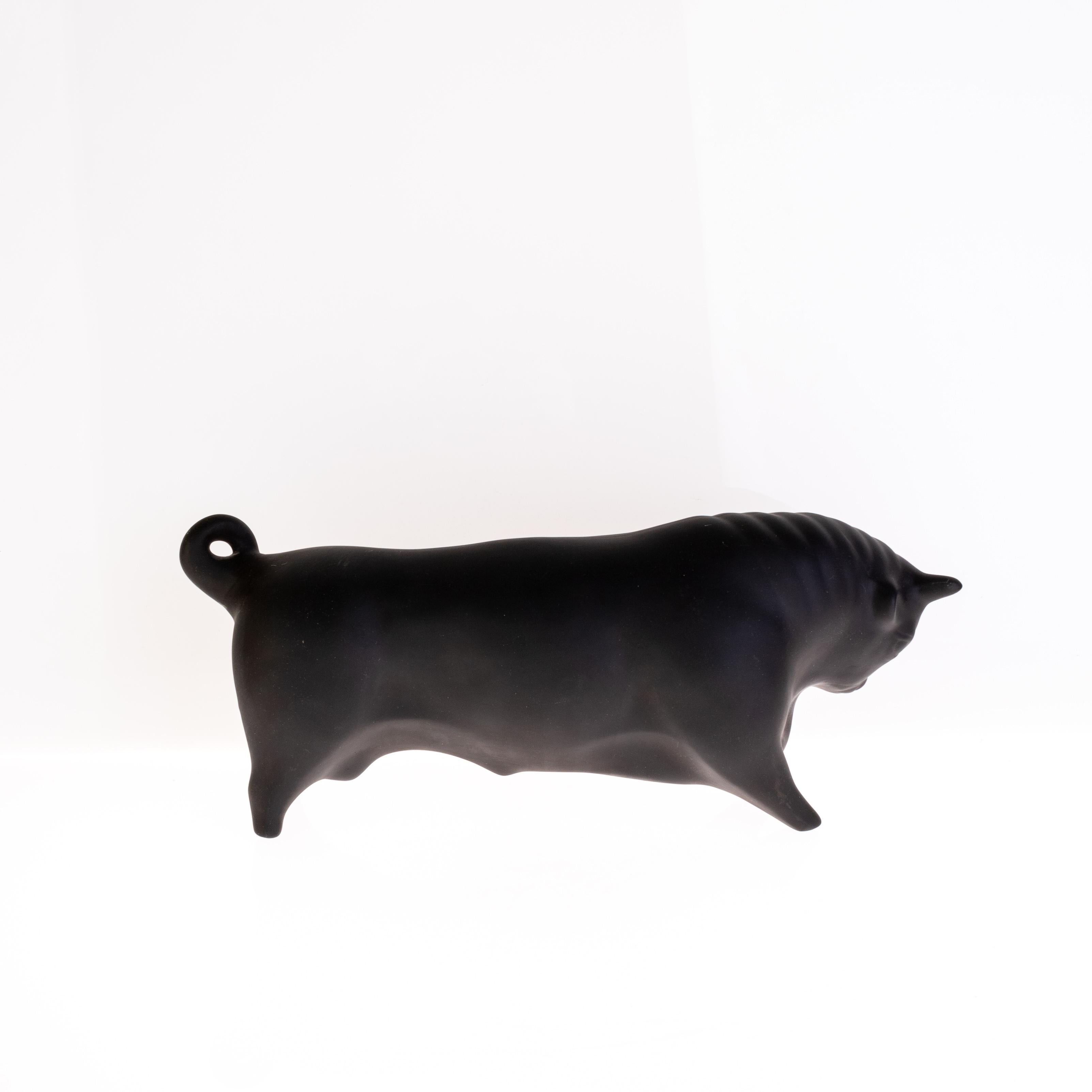 Wedgwood Art Deco Black Basalt Bull 