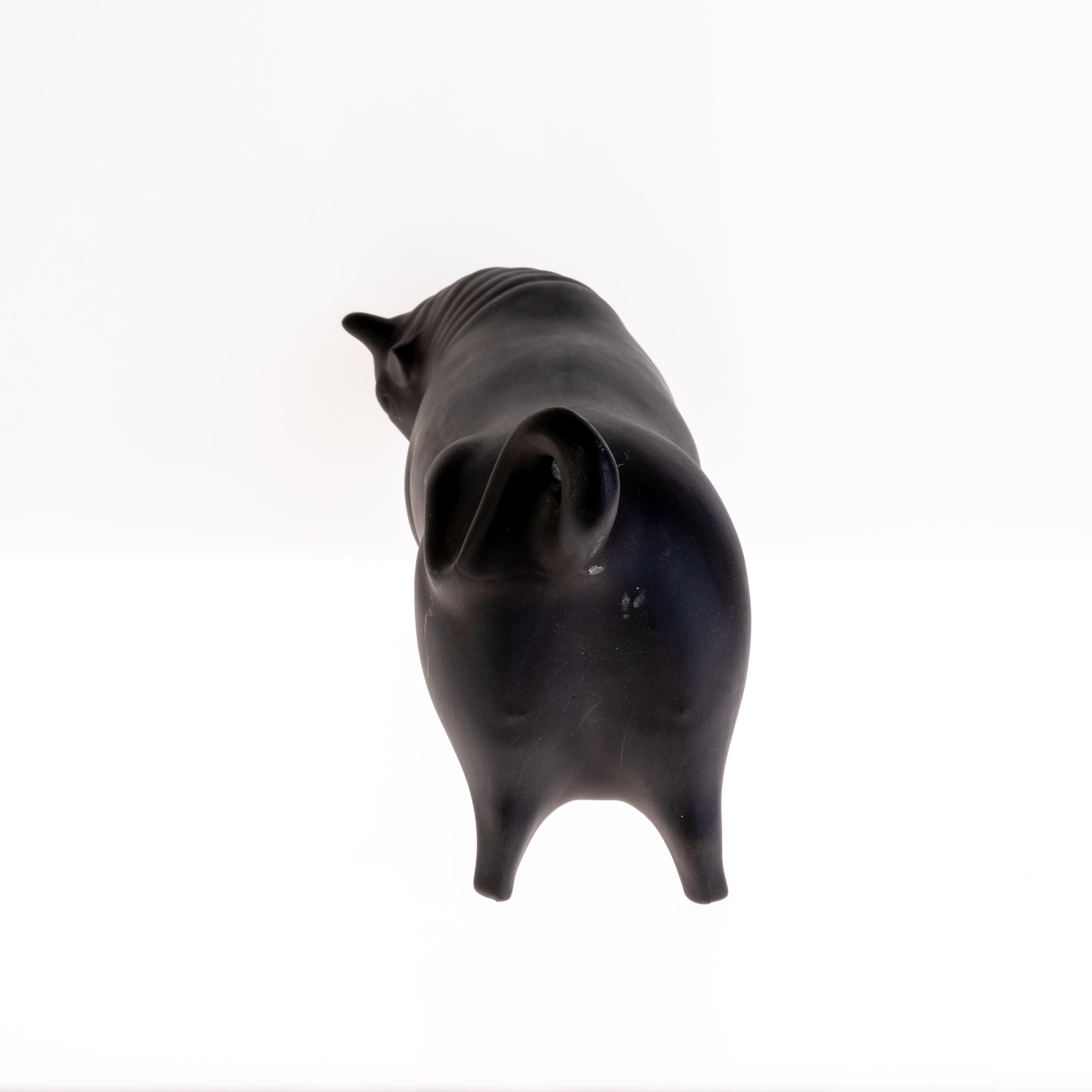 20th Century Wedgwood Art Deco Black Basalt Bull 