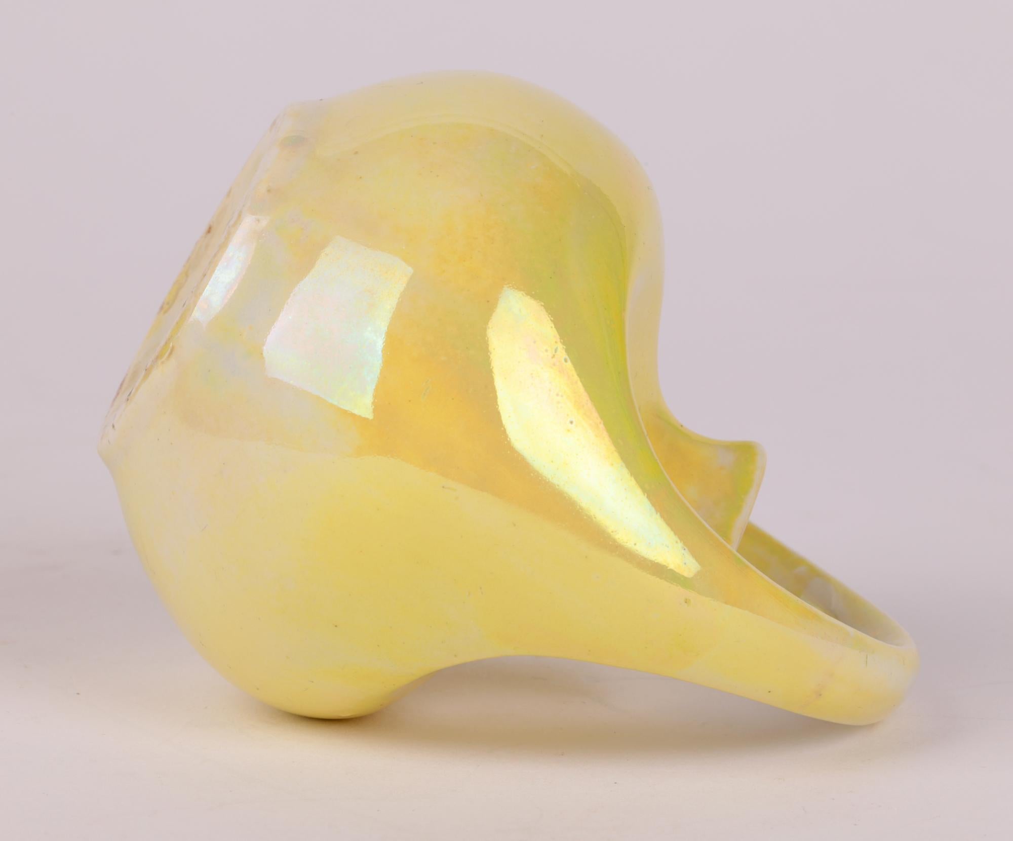 Glazed Wedgwood Art Nouveau Miniature Yellow Lustre Loop Handled Vase For Sale