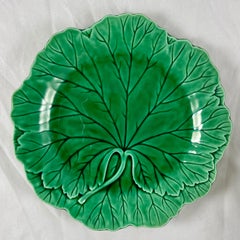 Wedgwood & Barlaston of Etruria Green Glazed English Majolica Cabbage Leaf Plate