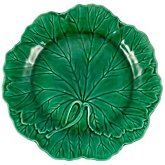 Wedgwood & Barlaston of Etruria Green Glazed Majolica Cabbage Leaf Plate