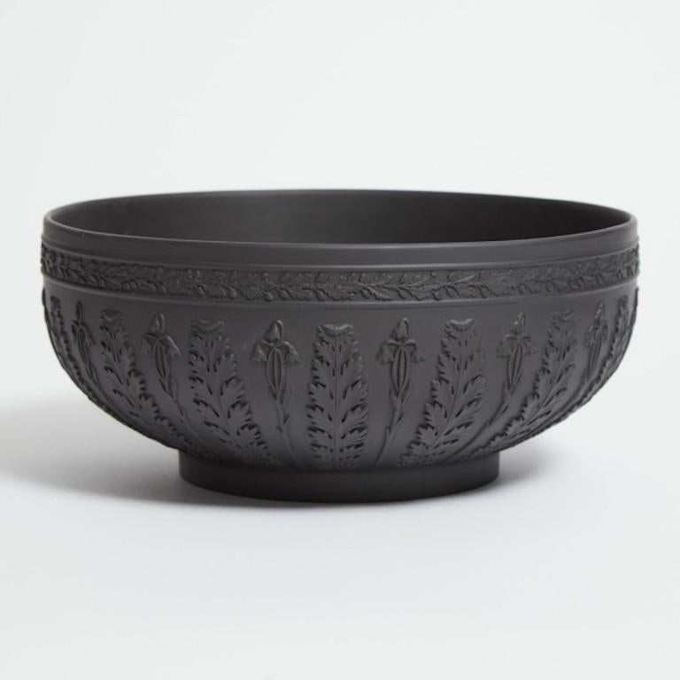 Hand-Crafted Wedgwood Basalt  Black Acanthus Bowl For Sale