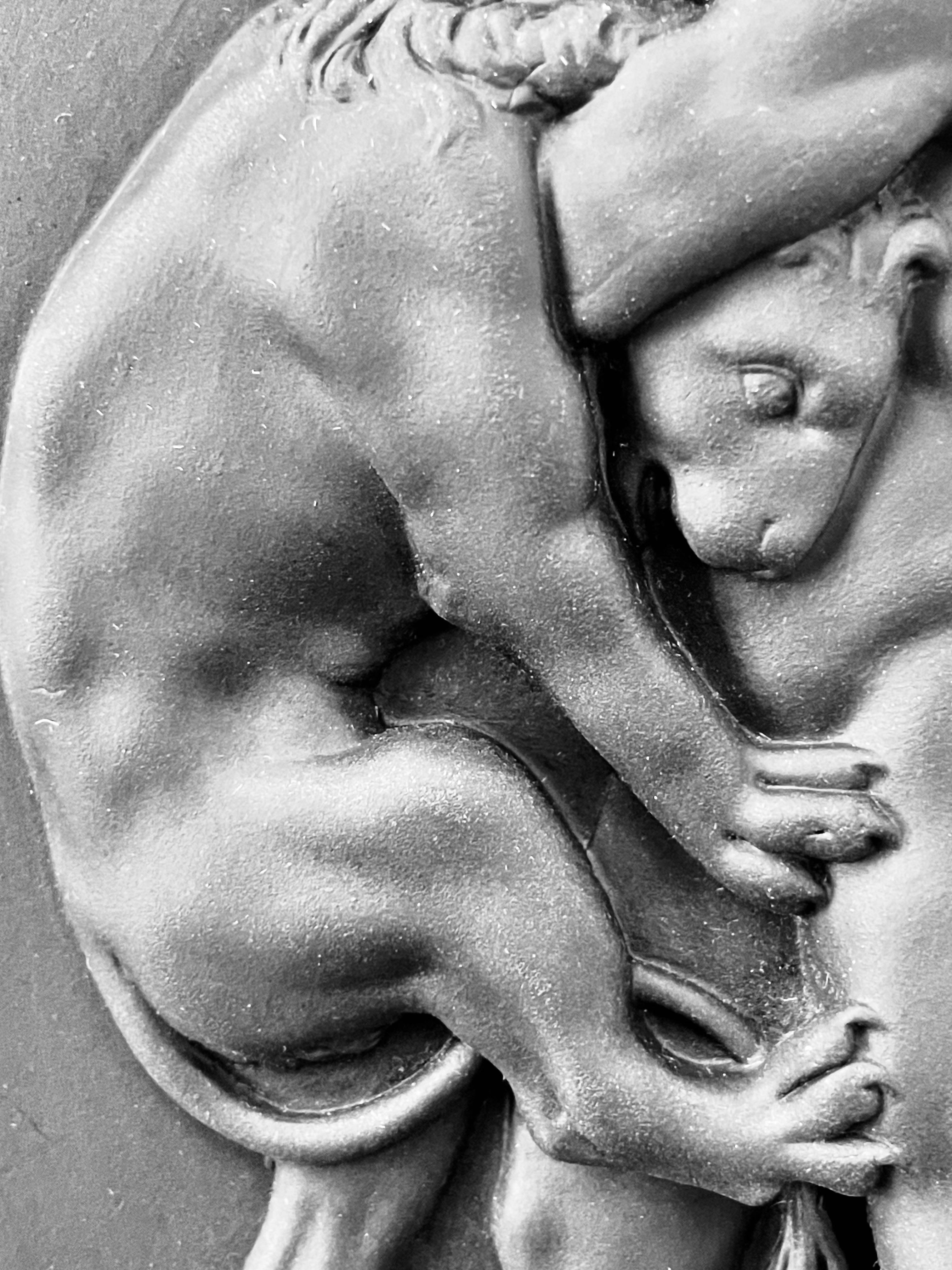 20th Century Wedgwood Basalt Stoneware Hercules Strangling the Nemean Lion Round Tablet