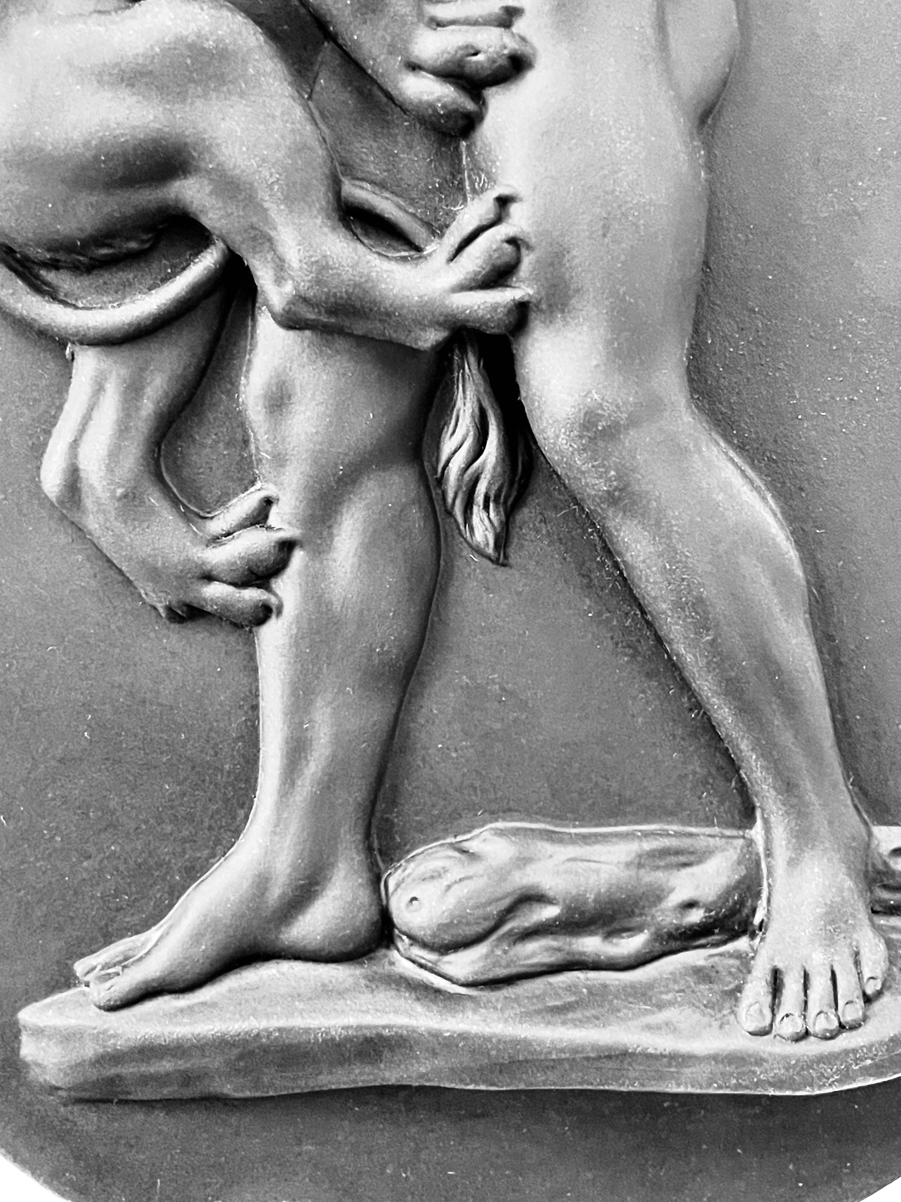 Wedgwood Basalt Stoneware Hercules Strangling the Nemean Lion Round Tablet 1