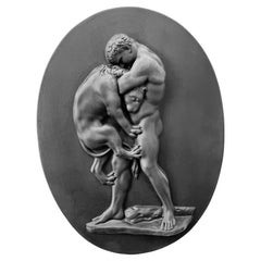 Wedgwood Basalt Stoneware Hercules Strangling the Nemean Lion Round Tablet