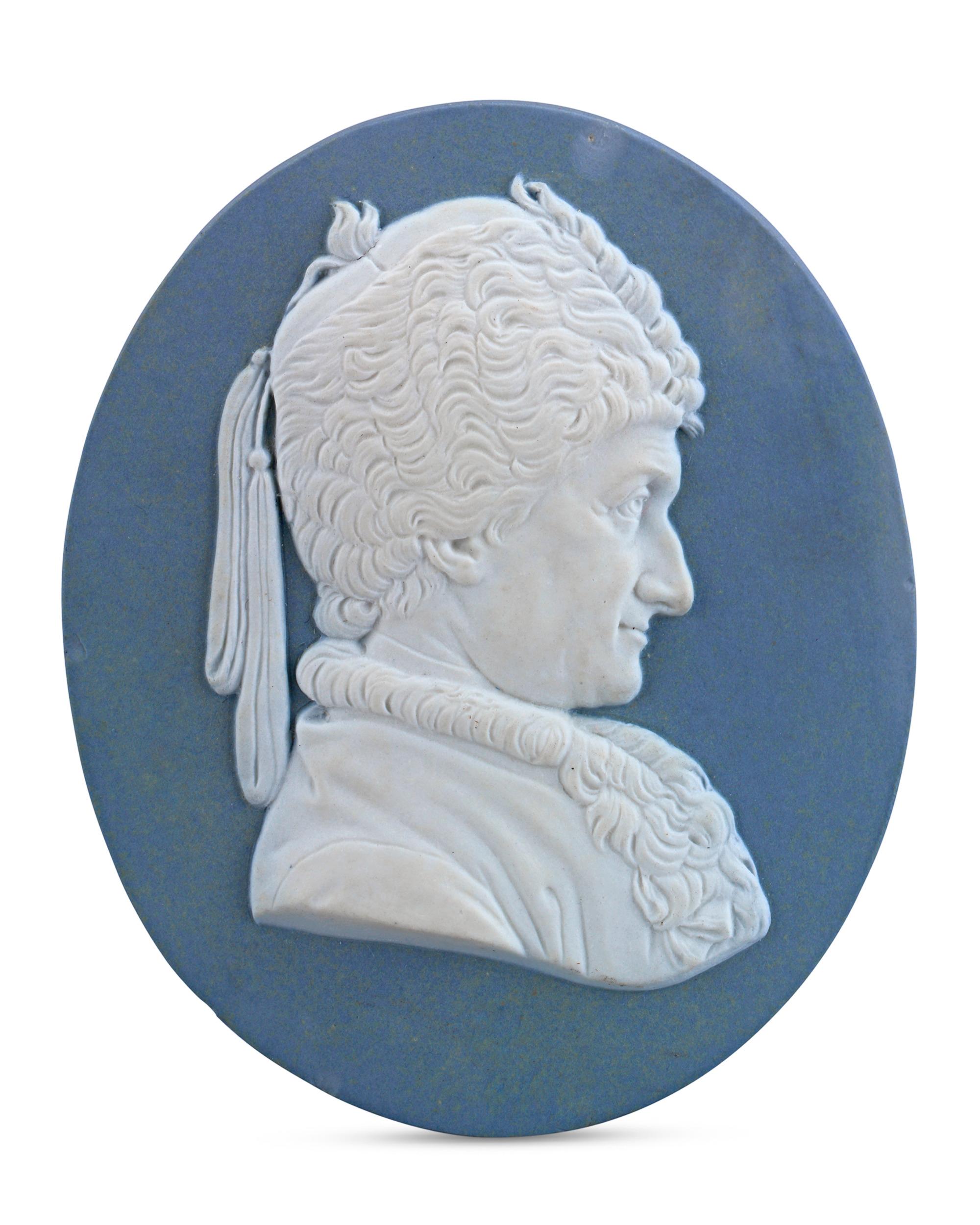 Other Wedgwood & Bentley Jasperware Portrait Medallion Of Rousseau For Sale