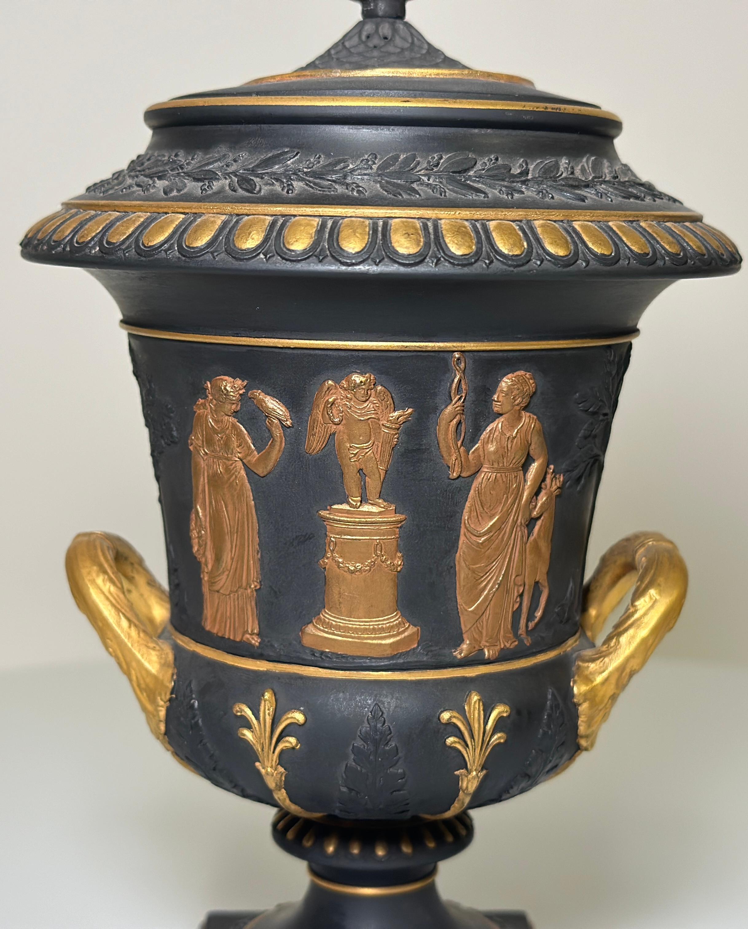 black wedgwood vase