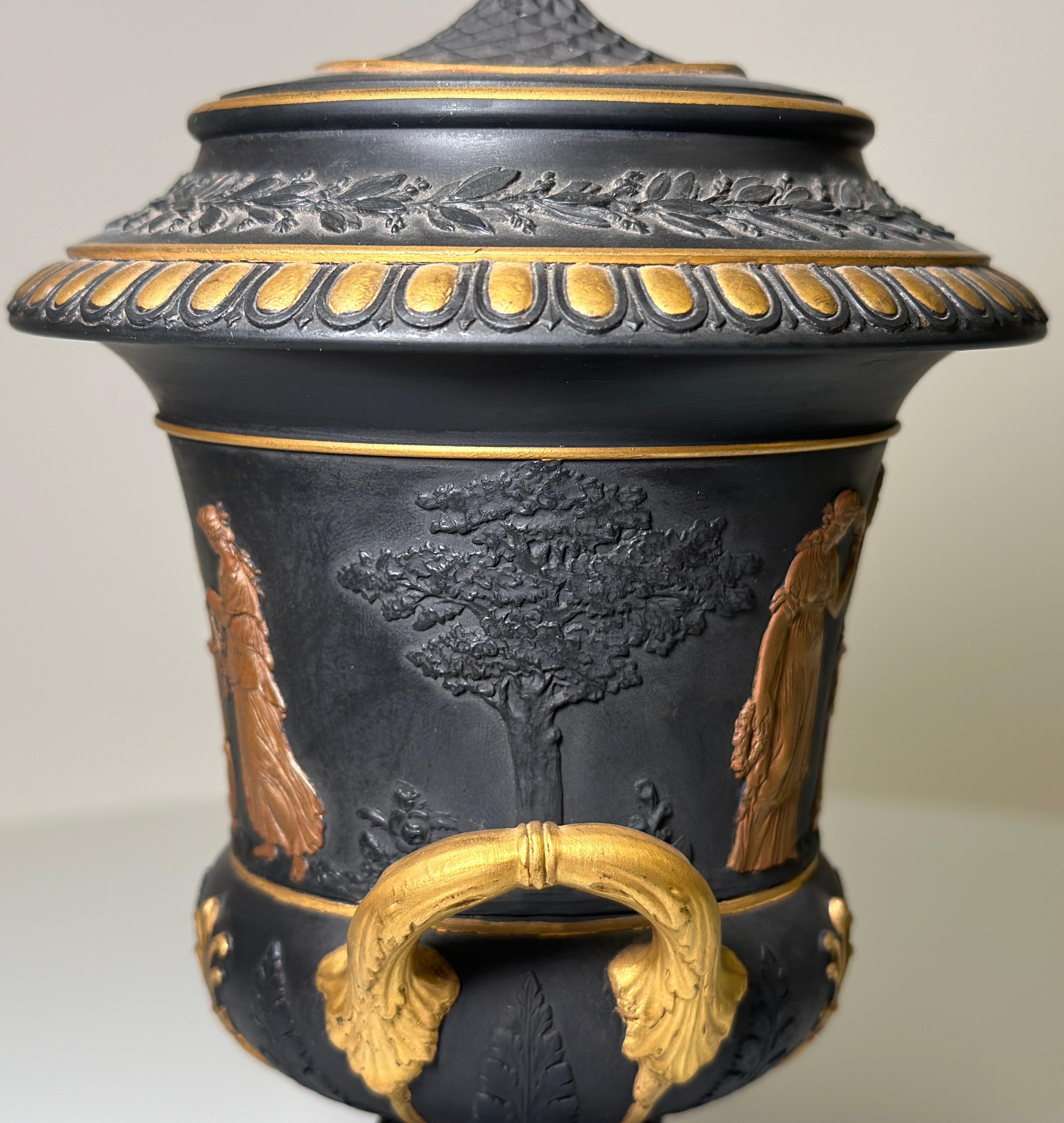 black wedgewood vase