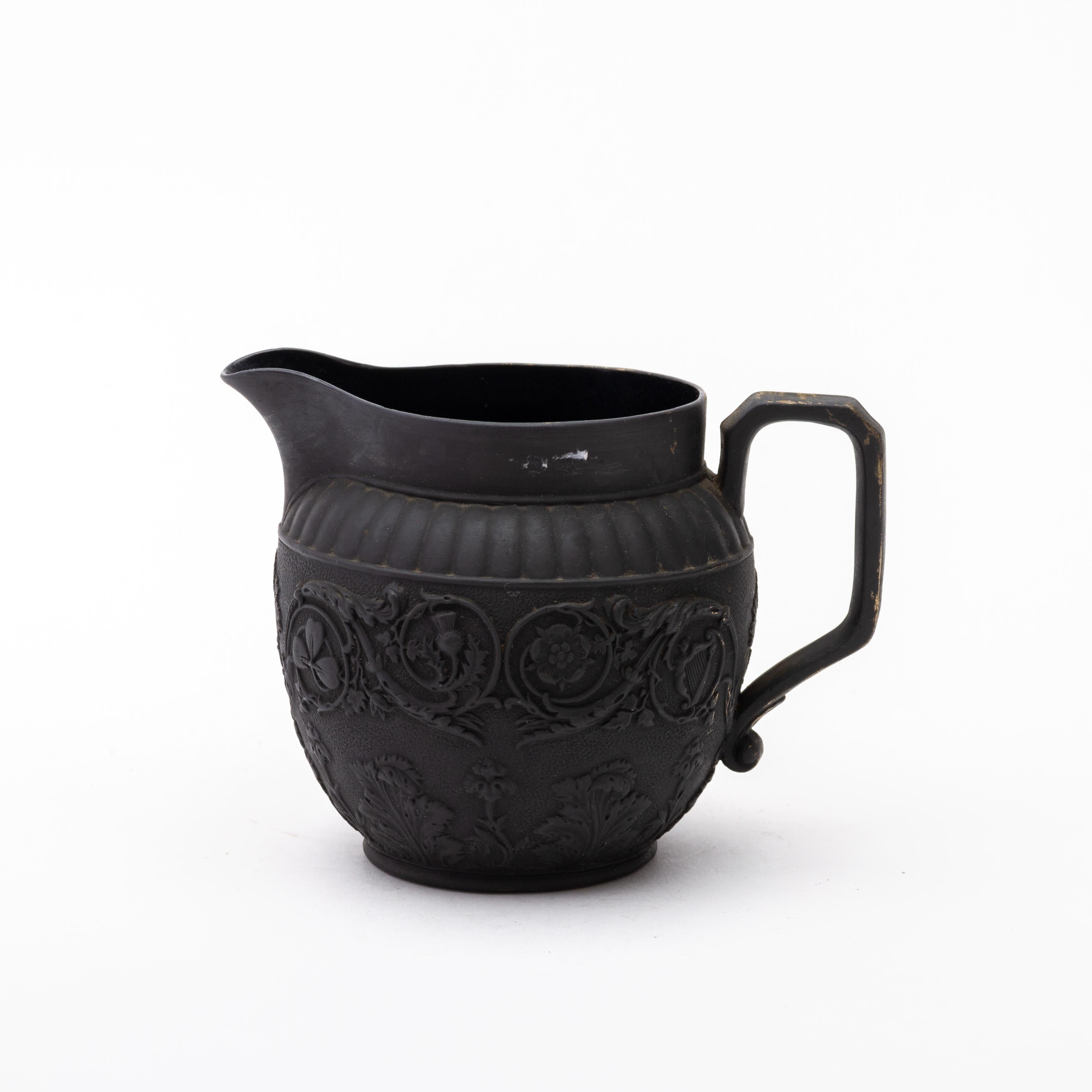 Wedgwood Black Basalt Arabesques Pitcher Jug 19th Century In Good Condition For Sale In Nottingham, GB