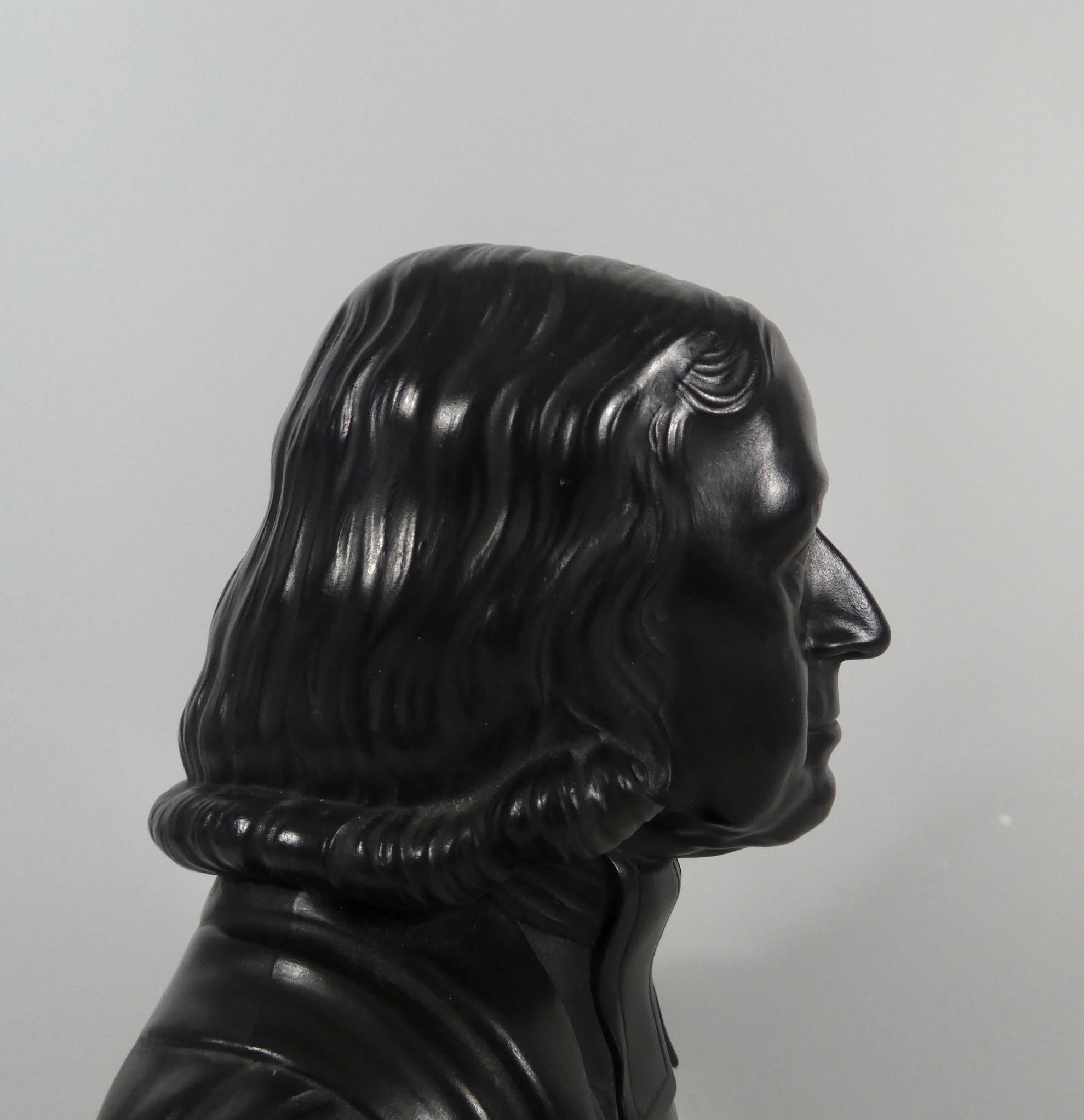 English Wedgwood Black Basalt Bust ‘John Wesley’, circa 1830