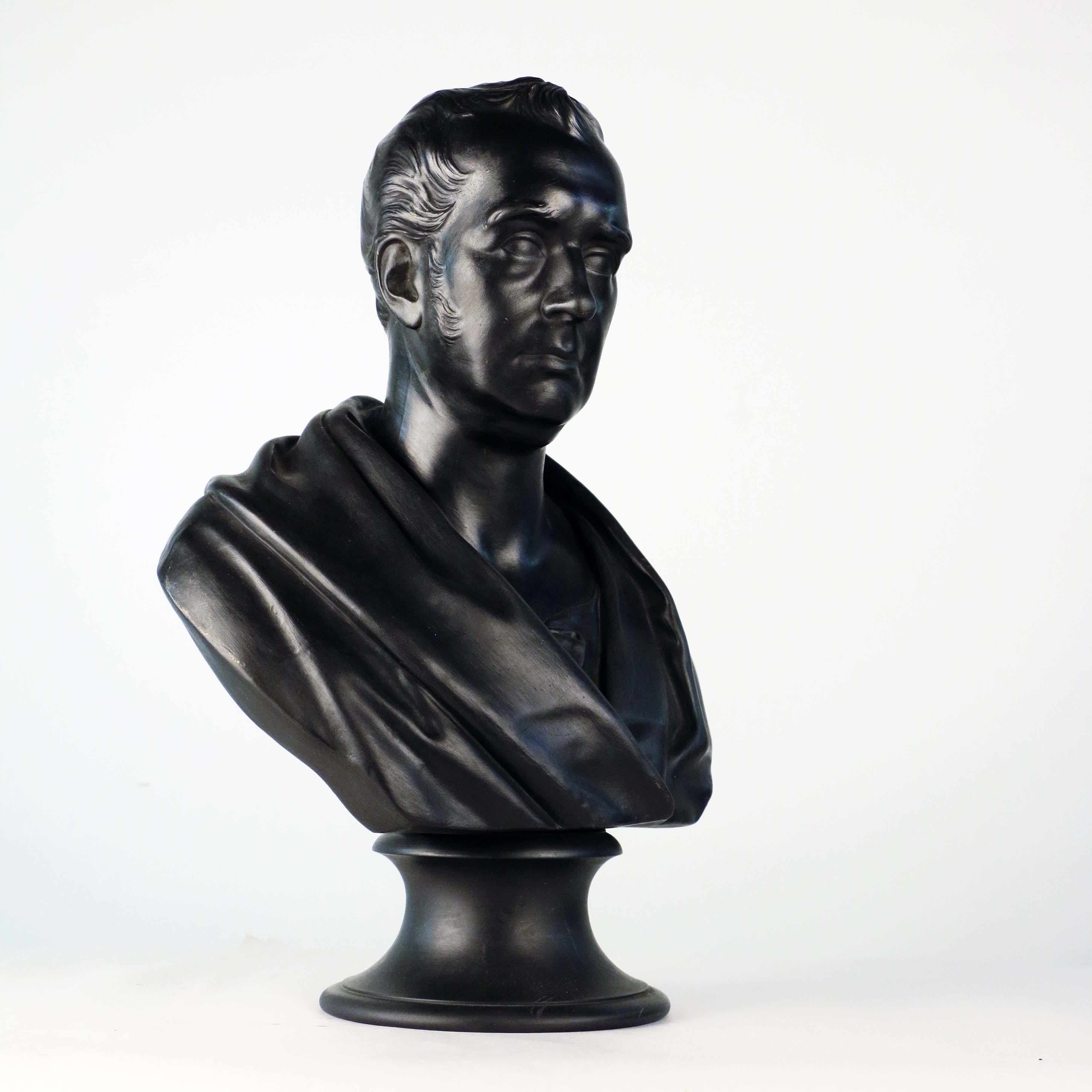 English Wedgwood Black Basalt Bust of George Stephenson For Sale