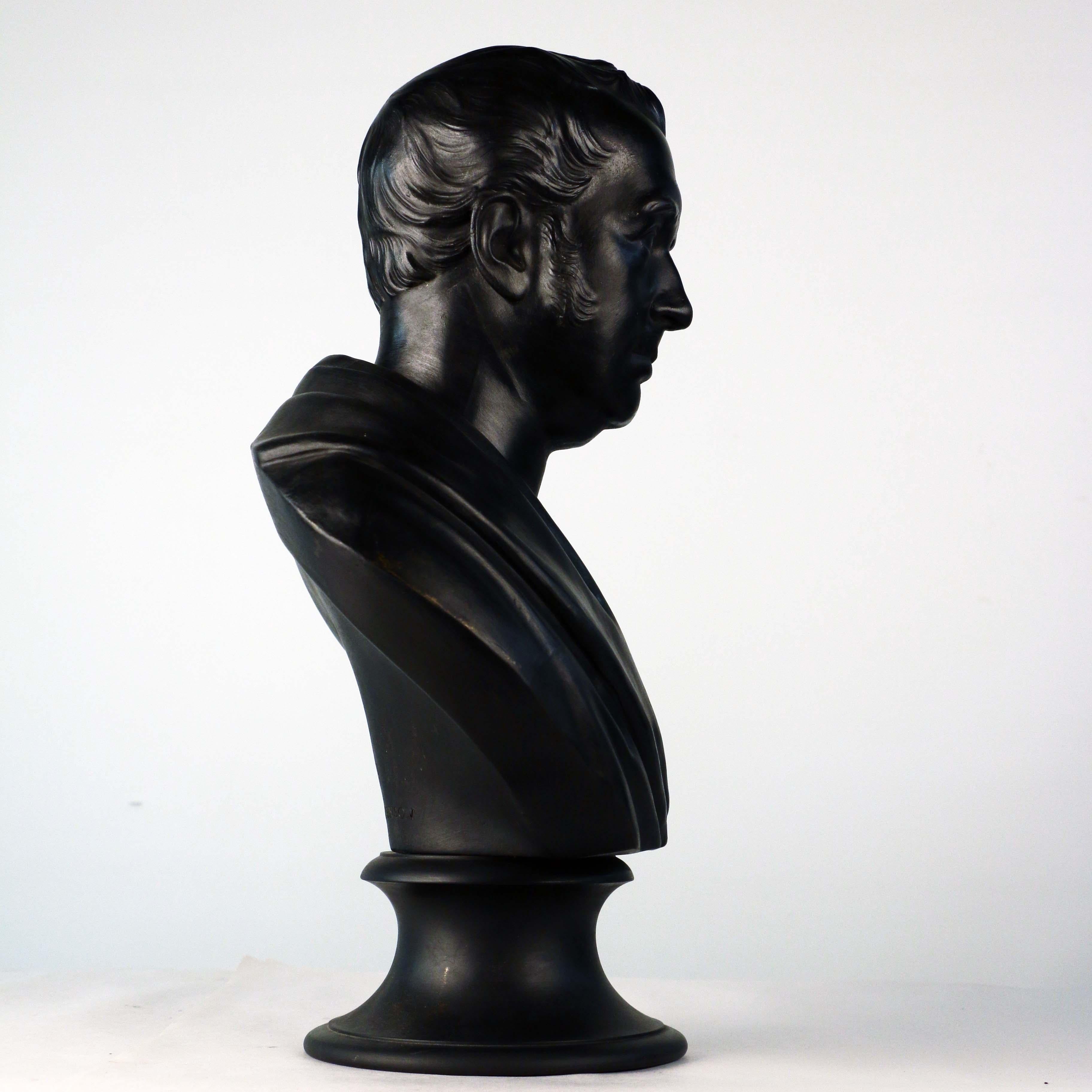 Ceramic Wedgwood Black Basalt Bust of George Stephenson For Sale