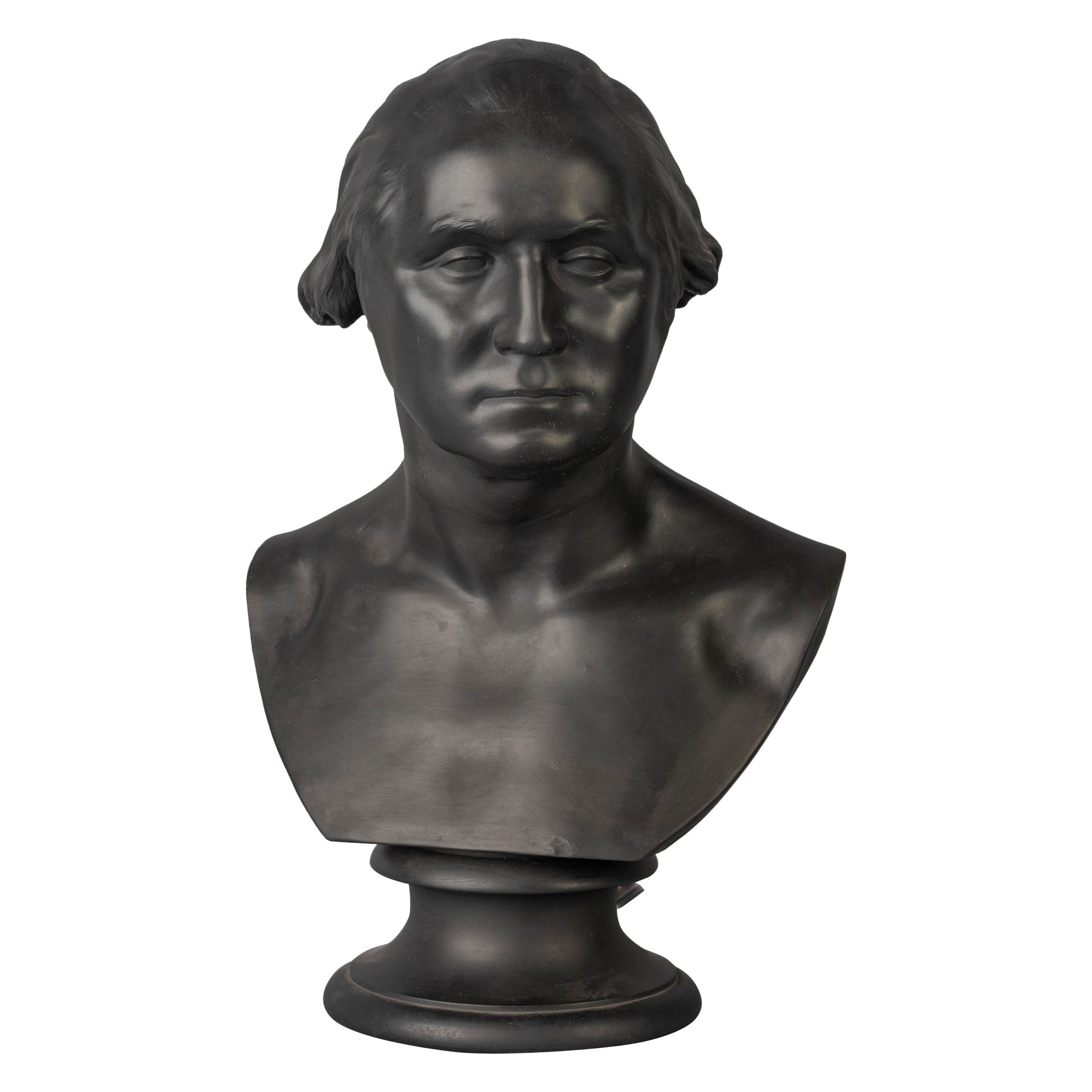 What was Jean Antoine Houdon's sculpture of George Washington made of?