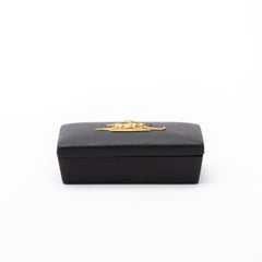 Wedgwood Black Basalt Egyptian Revival Crocodiles Cameo Trinket Box