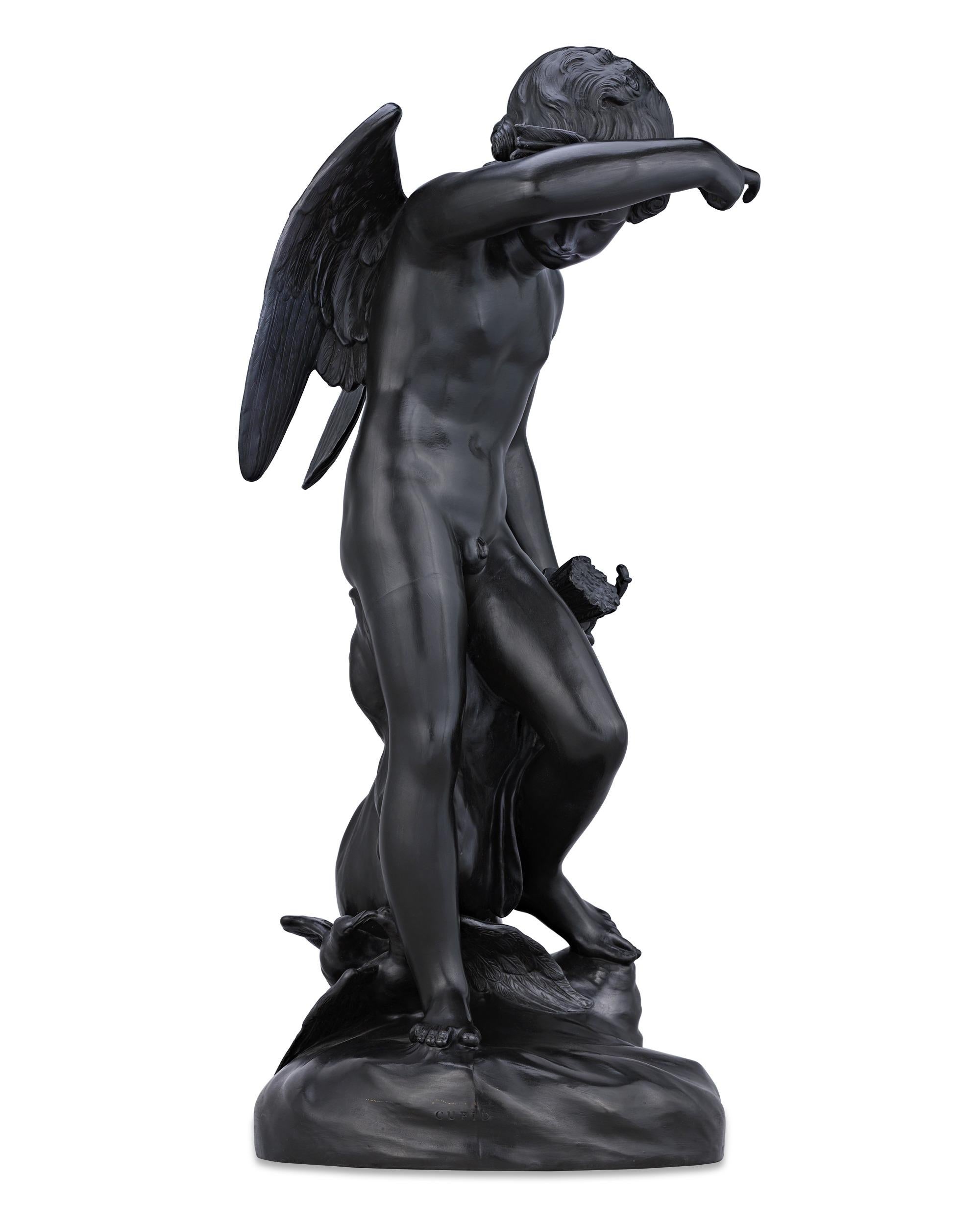 English Wedgwood Black Basalt Figure of Cupid For Sale