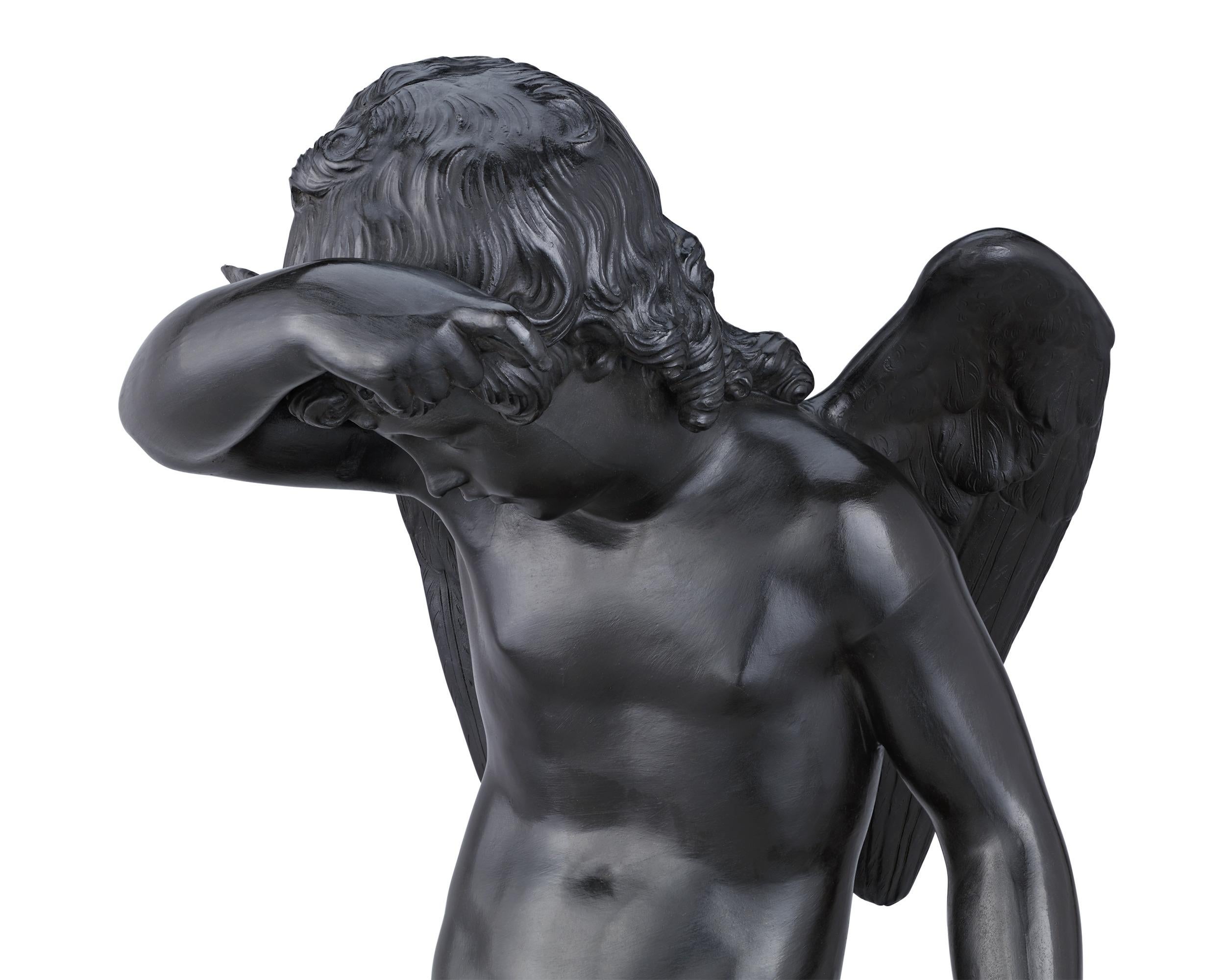Ceramic Wedgwood Black Basalt Figure of Cupid For Sale
