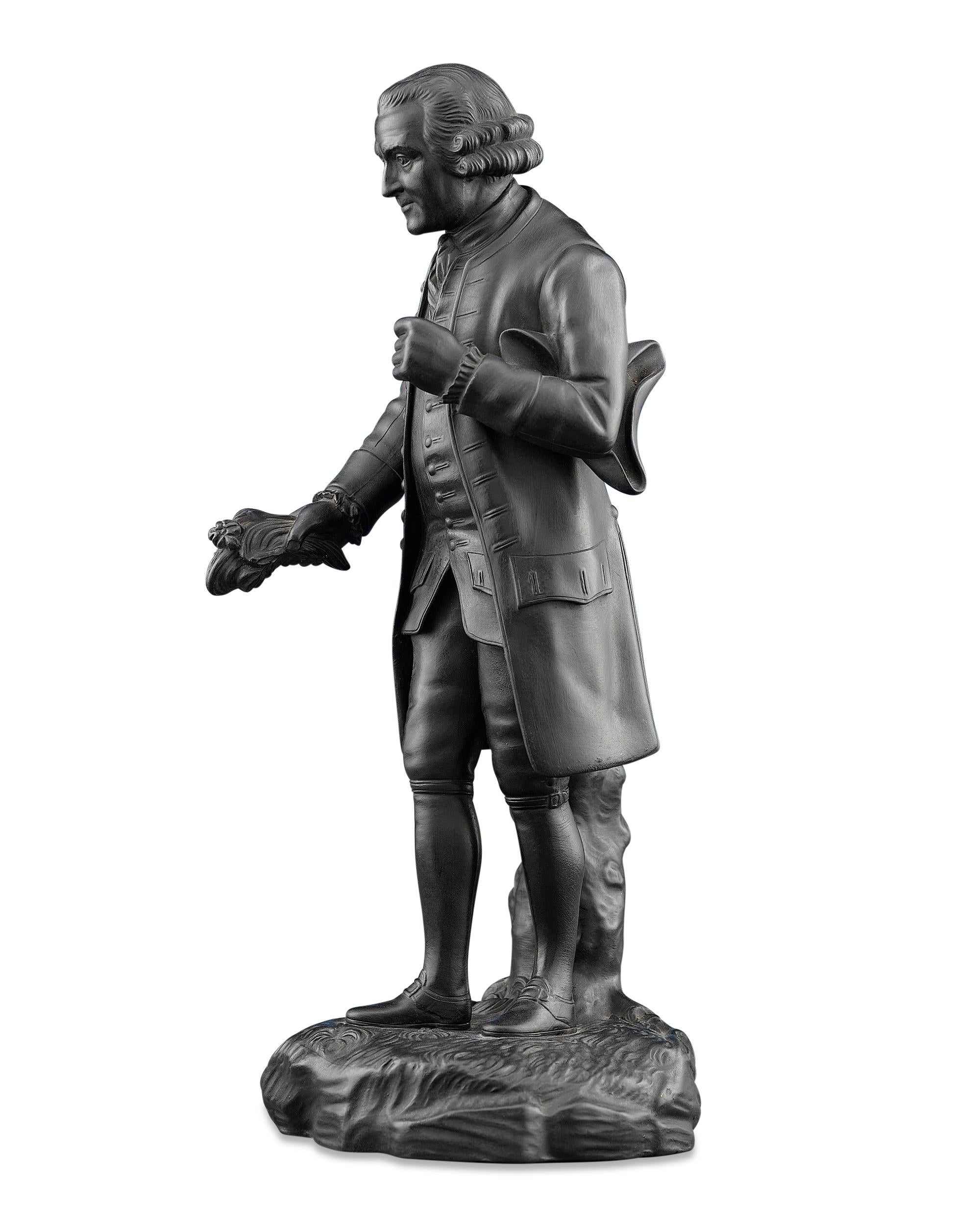 Inglese Wedgwood Figura di Rousseau in basalto nero in vendita