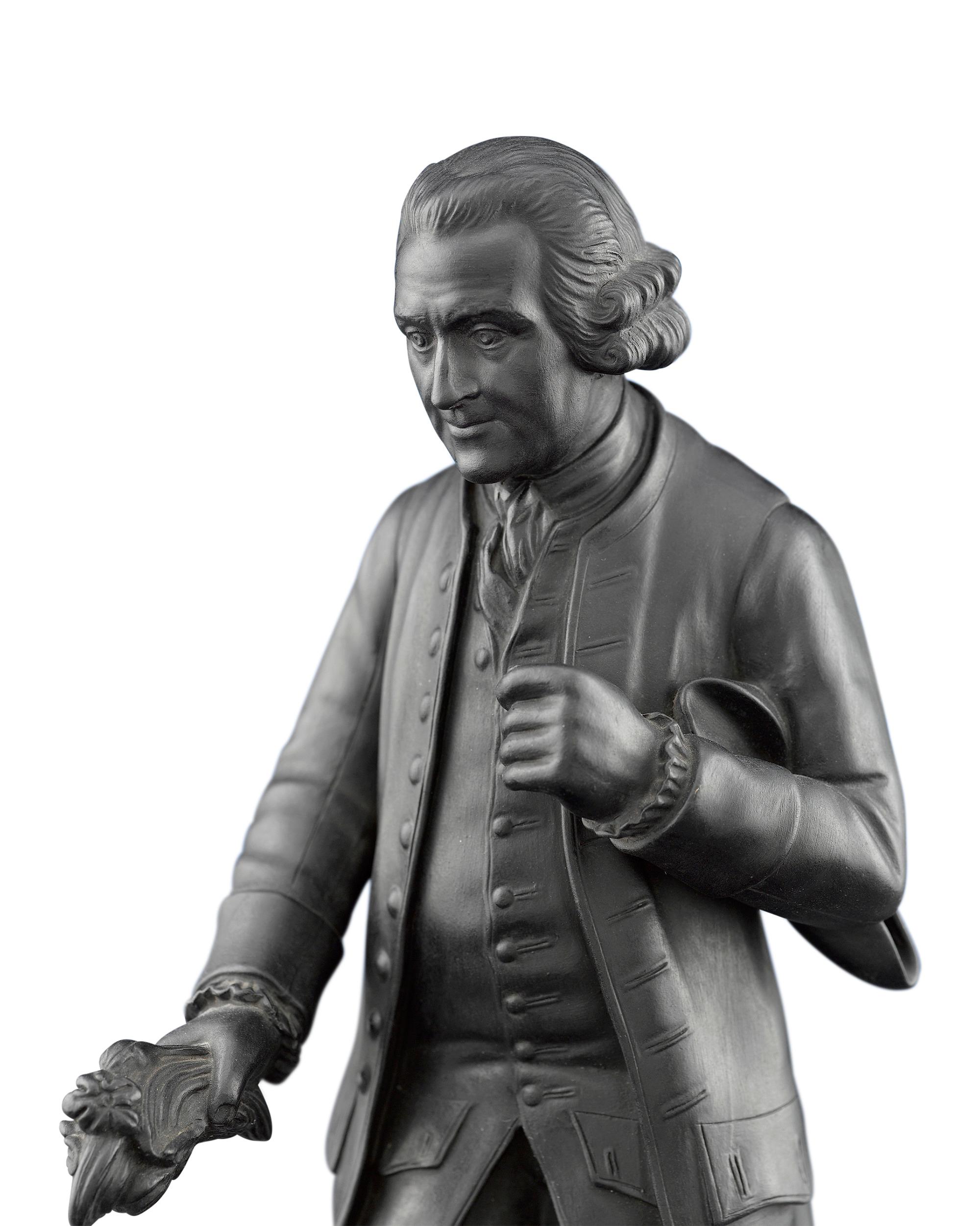 Wedgwood Black Basalt Figure of Rousseau In Excellent Condition For Sale In New Orleans, LA