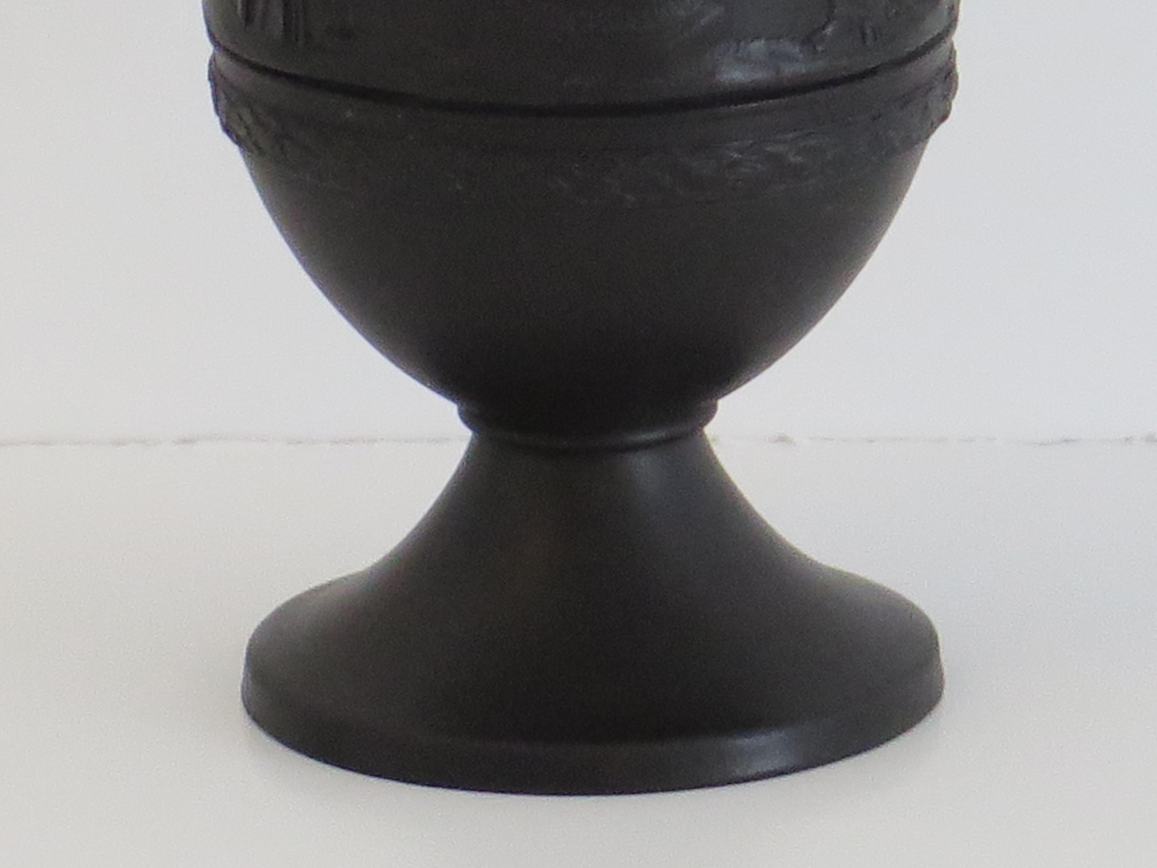 Wedgwood Black Basalt Footed Vase with Classical Figures, English Early 20thc 3