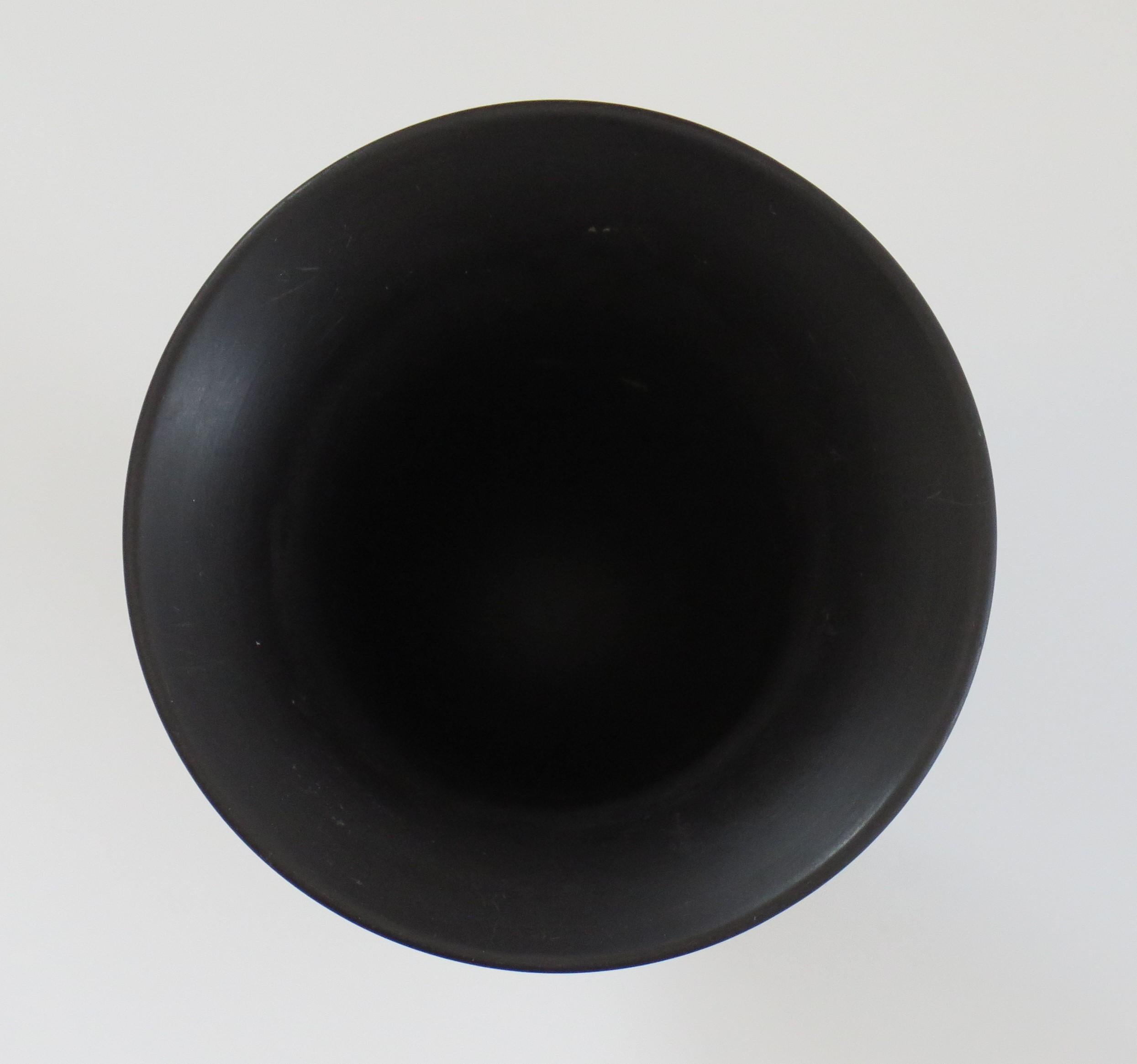 Wedgwood Black Basalt Footed Vase with Classical Figures, English Early 20thc 4