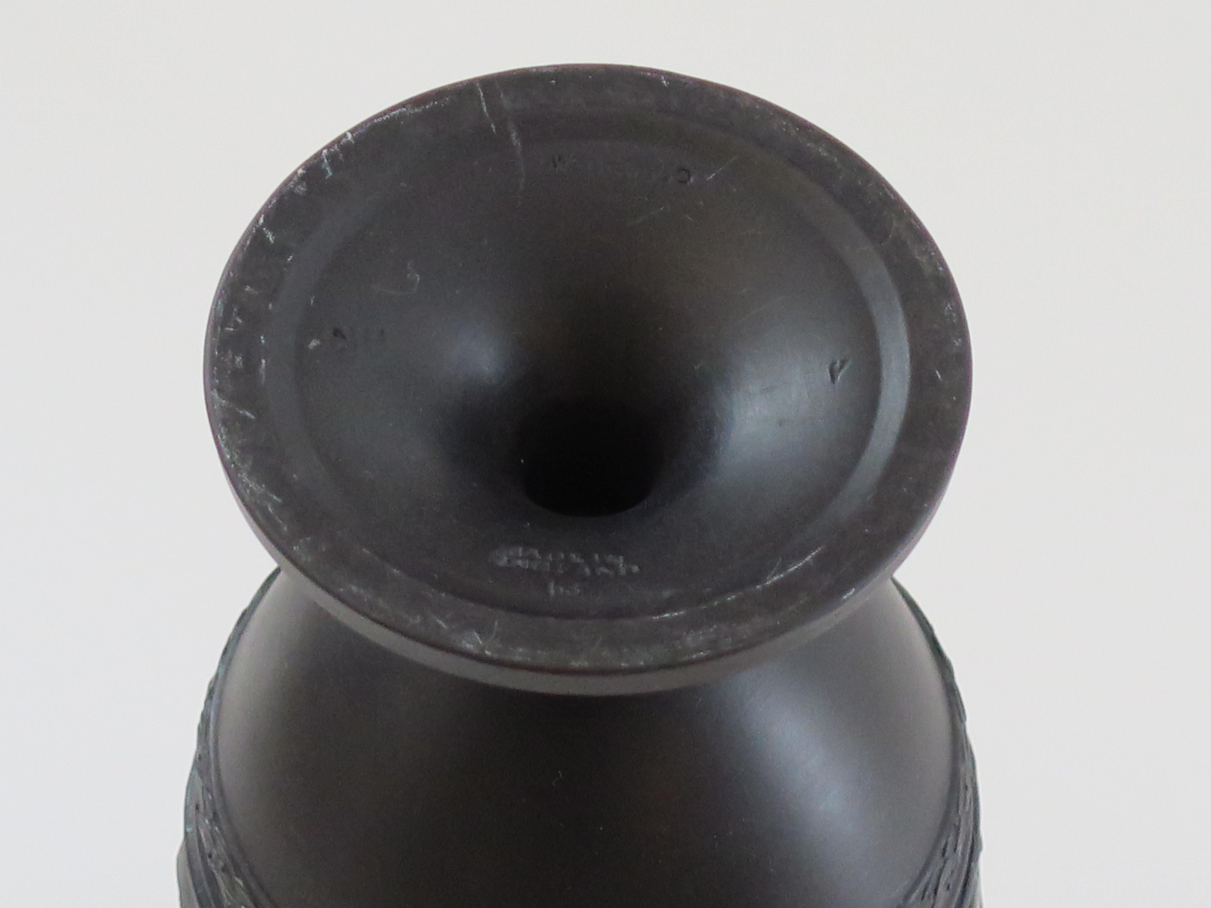 Wedgwood Black Basalt Footed Vase with Classical Figures, English Early 20thc 7