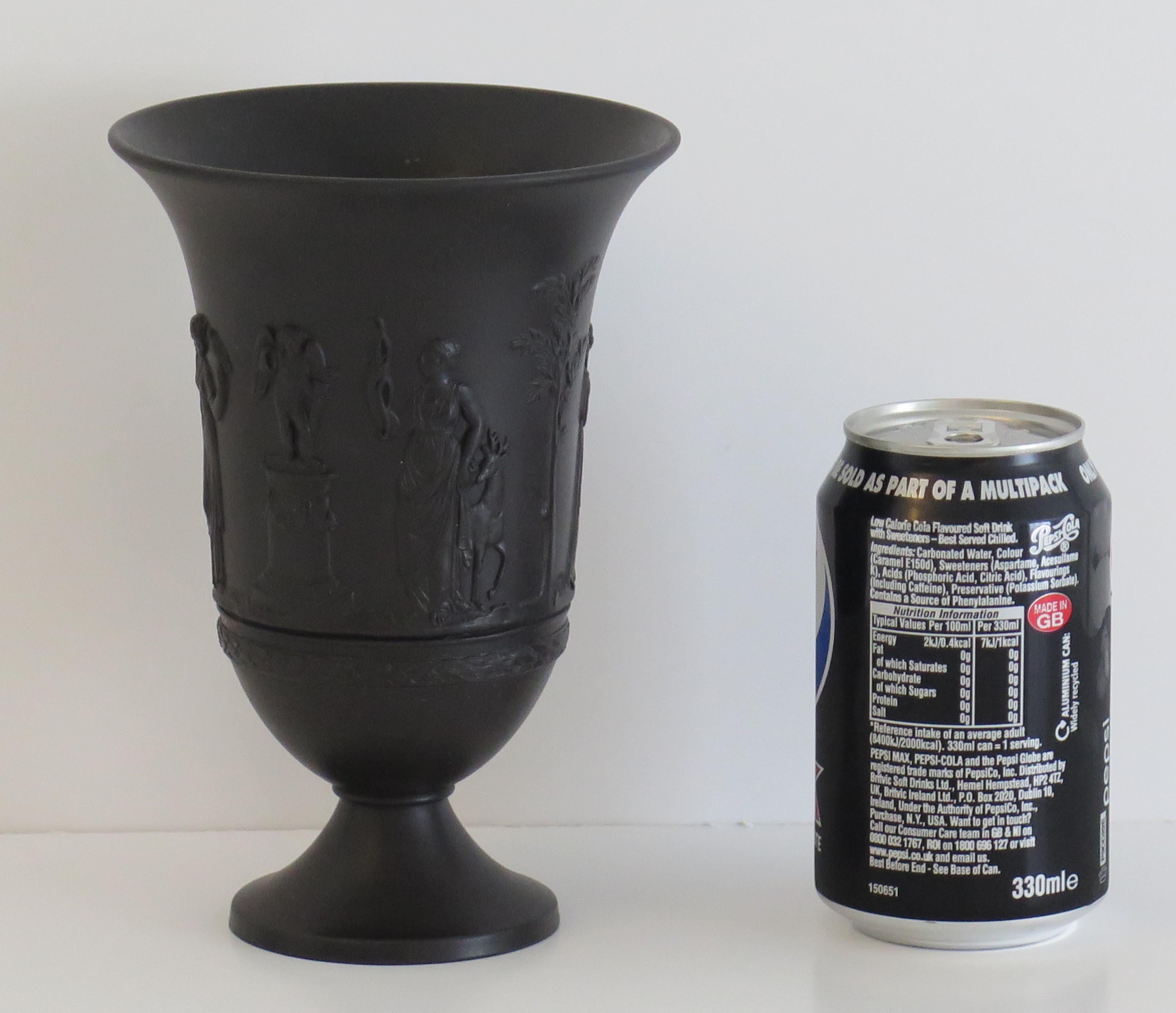 Wedgwood Black Basalt Footed Vase with Classical Figures, English Early 20thc 8