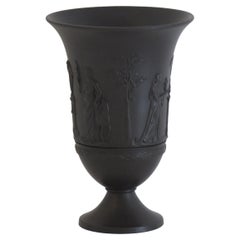 Wedgwood Black Basalt Footed Vase with Classical Figures, English Early 20thc