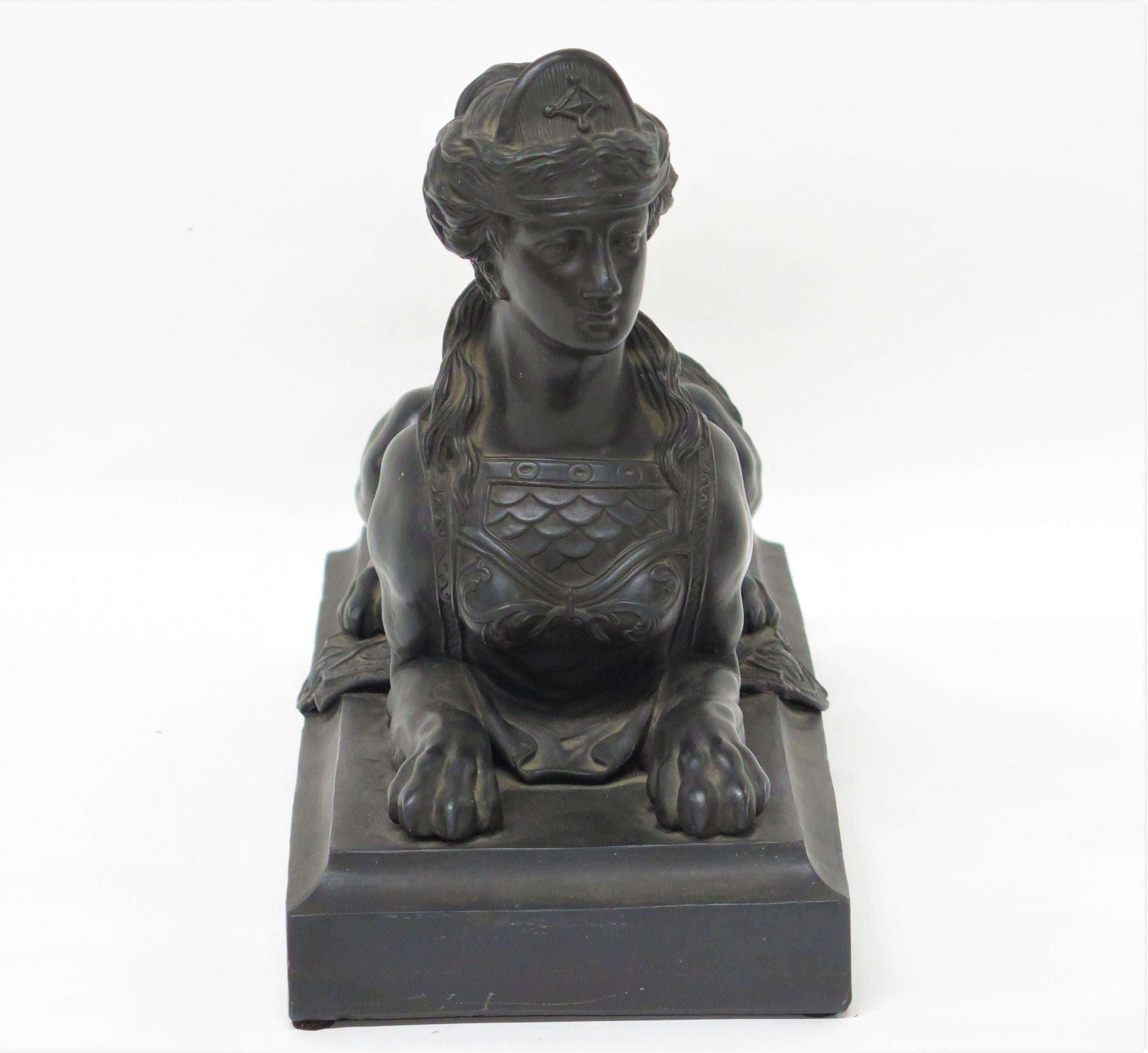 Grand Tour Wedgwood Black Basalt Grecian Sphinx After a Model by John Cheere (1709-1787) For Sale