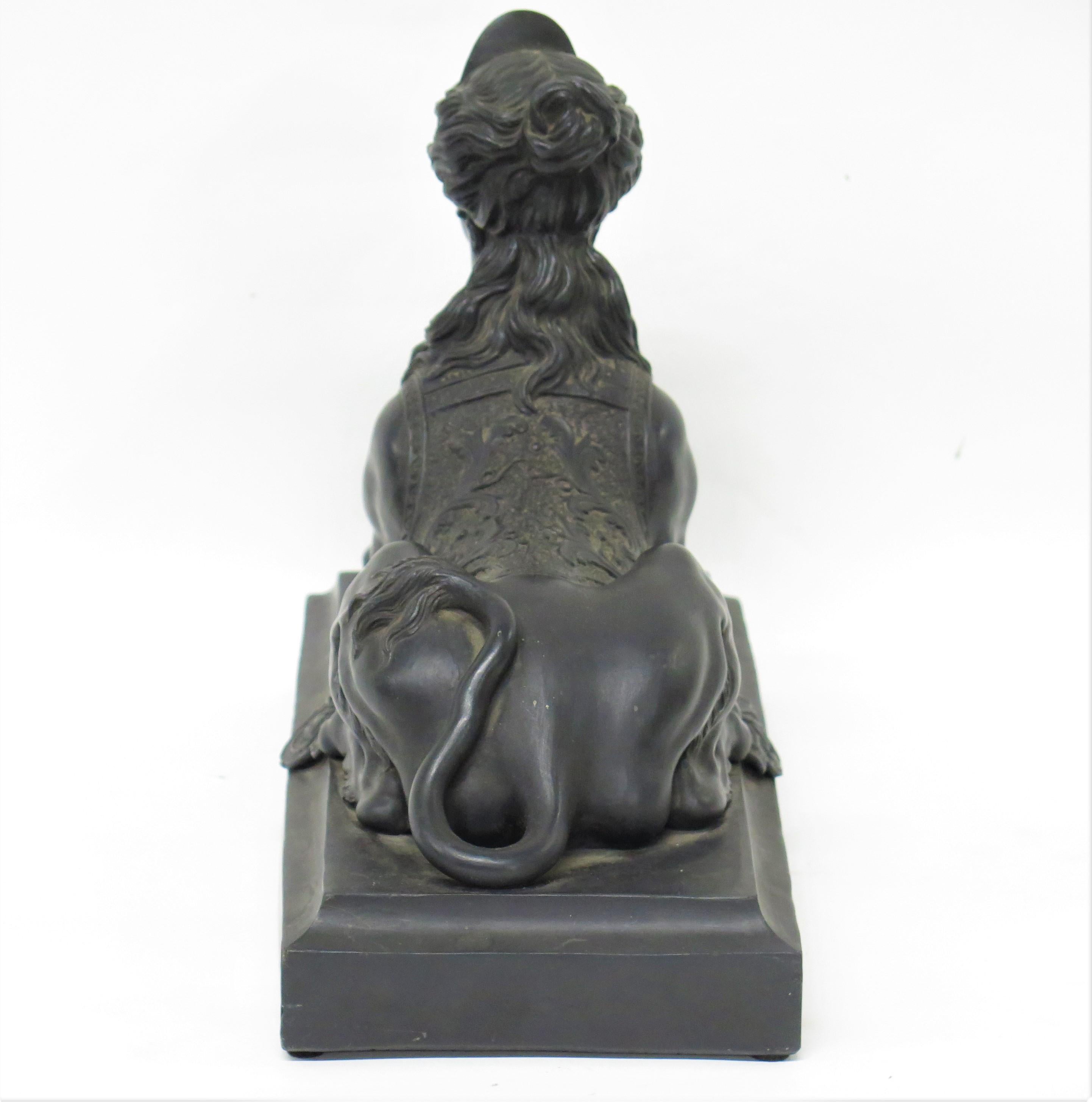 Hand-Crafted Wedgwood Black Basalt Grecian Sphinx After a Model by John Cheere (1709-1787) For Sale