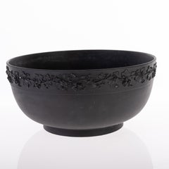 Wedgwood Black Basalt Jasper Fruit Bowl with Relief Grapevines