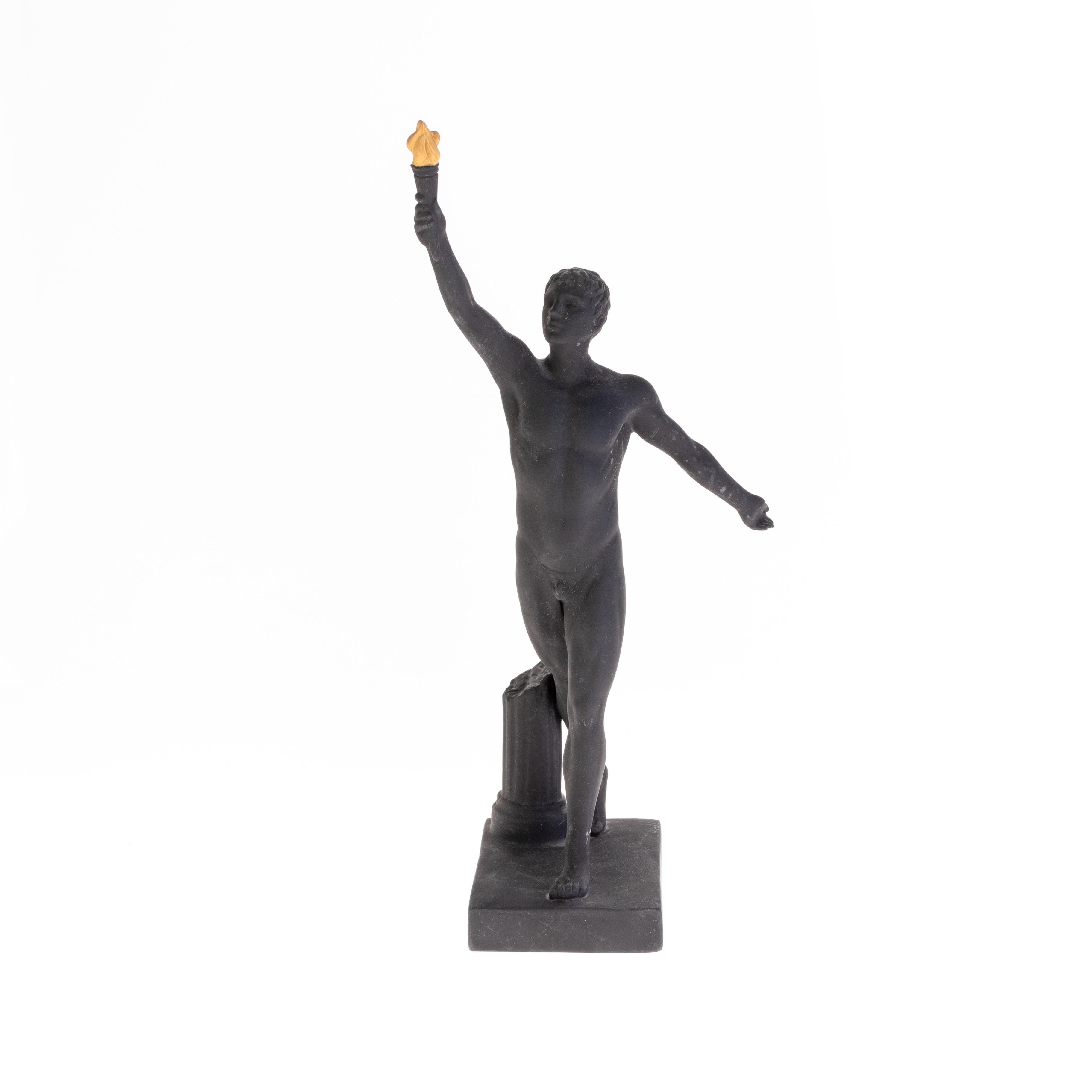Wedgwood Black Basalt Jasper Sculpture of Olympian Torch Bearer In Good Condition In Nottingham, GB