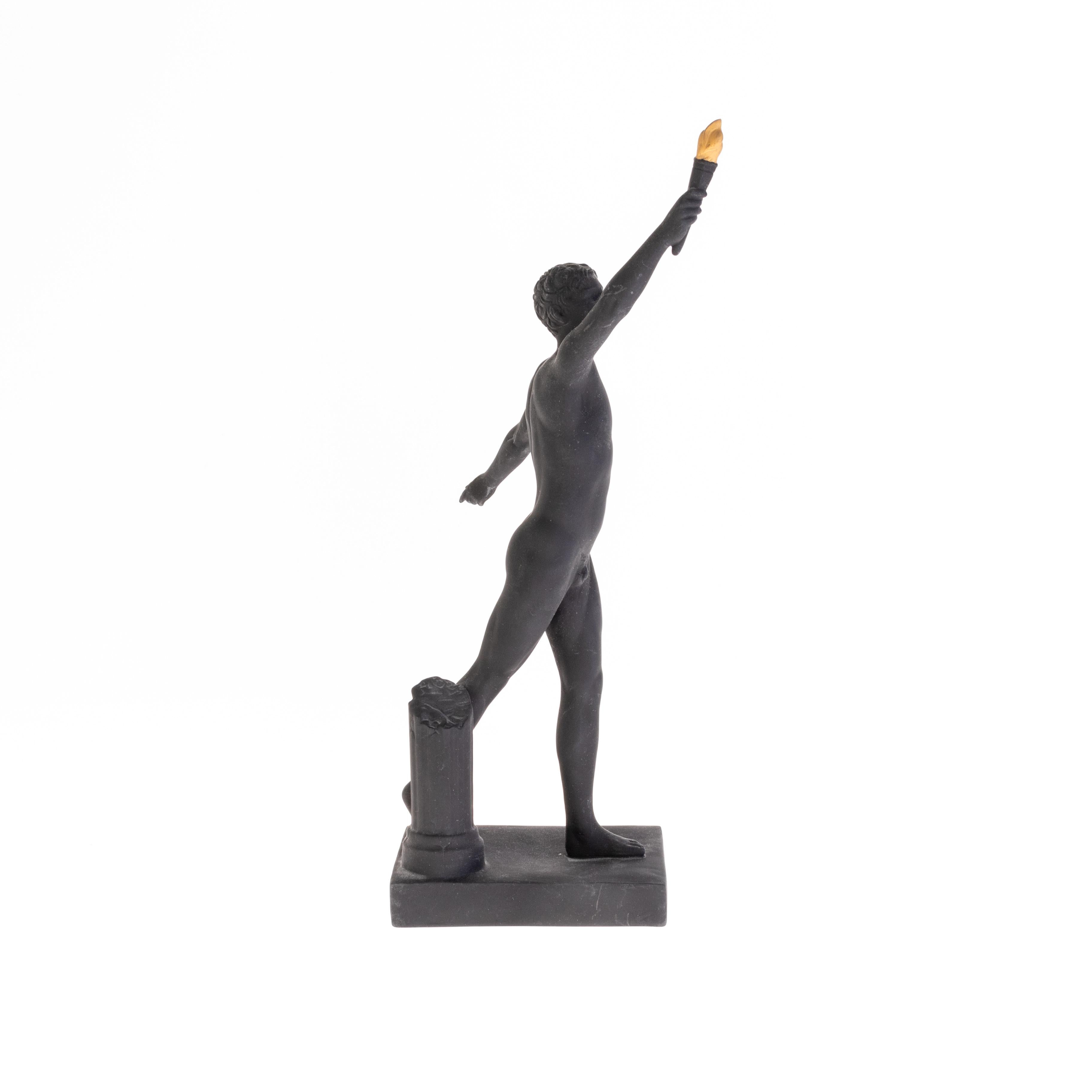 20th Century Wedgwood Black Basalt Jasper Sculpture of Olympian Torch Bearer