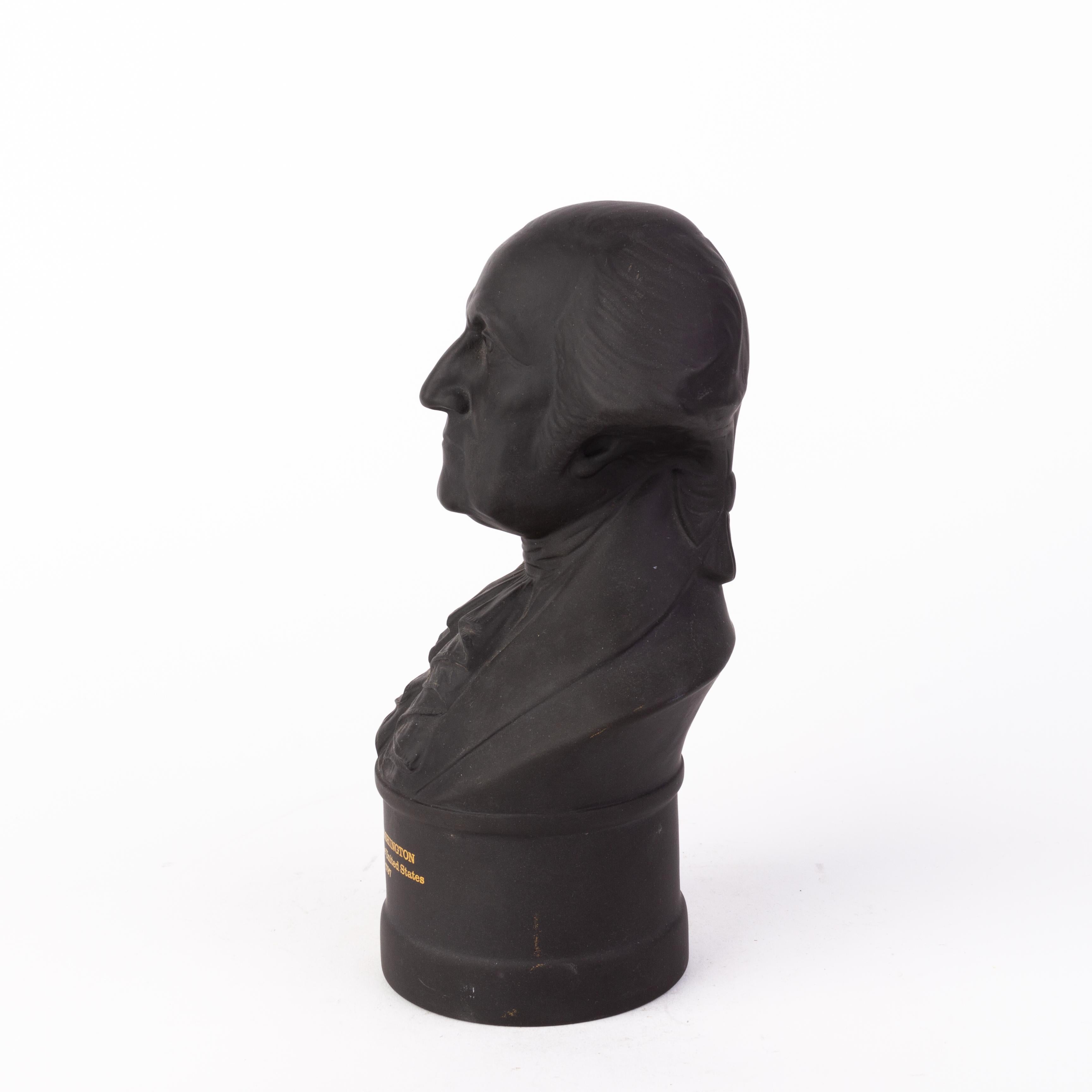 Busto del presidente estadounidense George Washington, de Wedgwood, en jaspe de basalto negro en venta 1