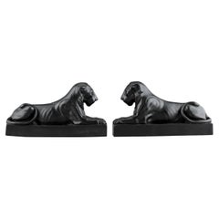 Antique Wedgwood Black Basalt Lions