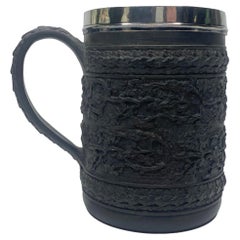 Wedgwood black basalt mug, silver mounted, 1808.