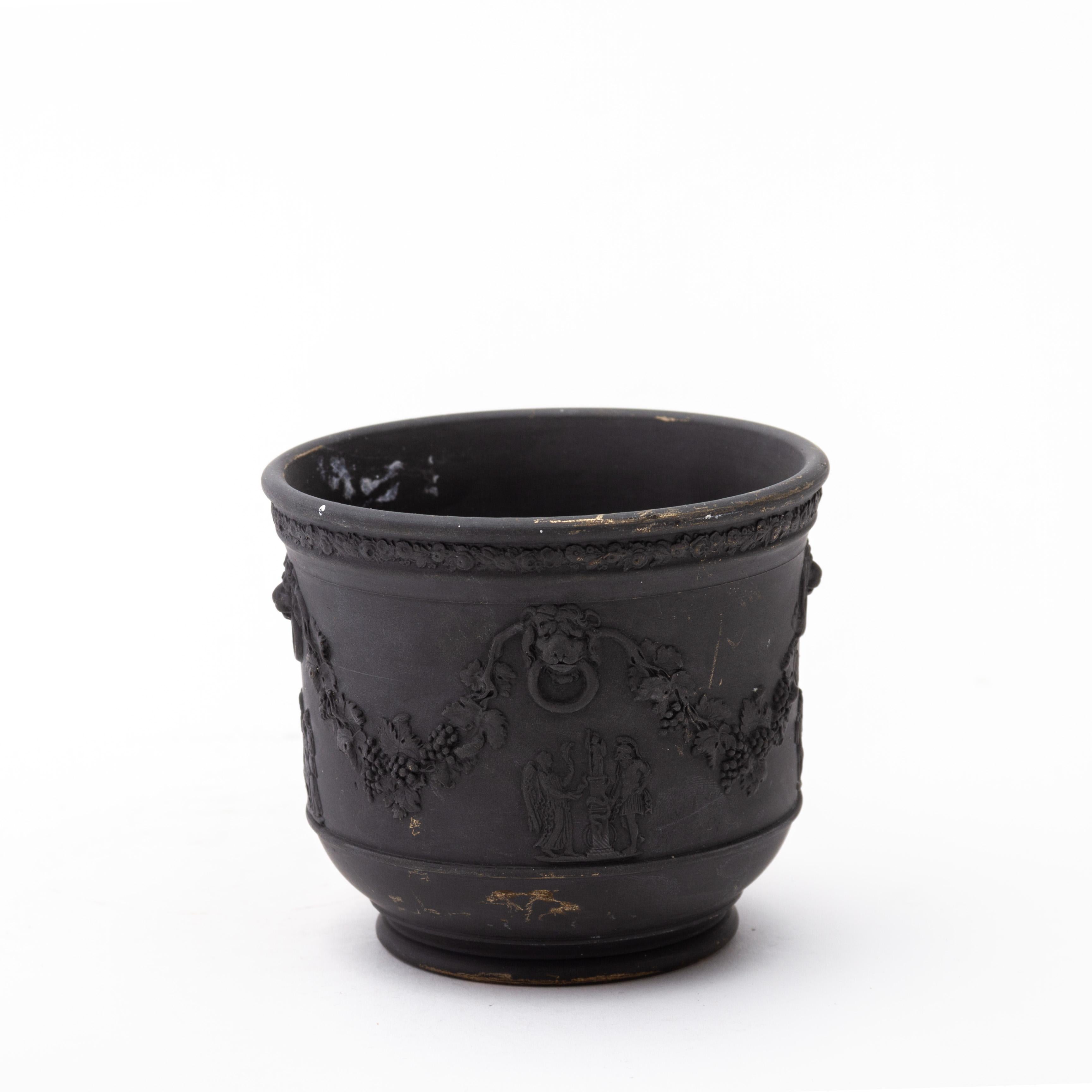 XIXe siècle Wedgwood Jardinière néoclassique en basalte noir 19e siècle en vente