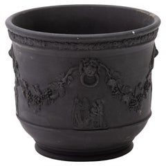 Antique Wedgwood Black Basalt Neoclassical Planter Jardiniere 19th Century