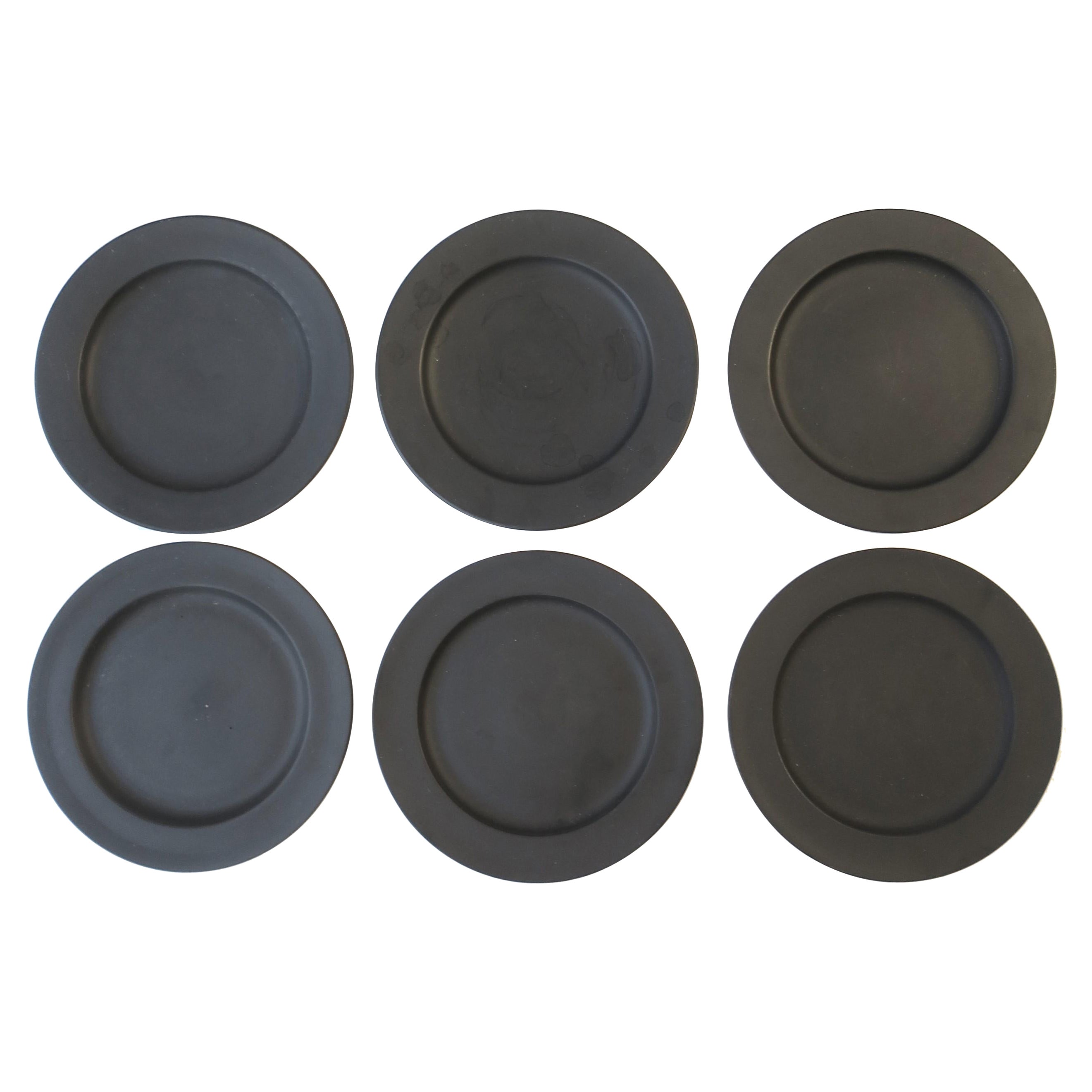 Wedgwood Assiettes en basalte noir, set de 6 en vente