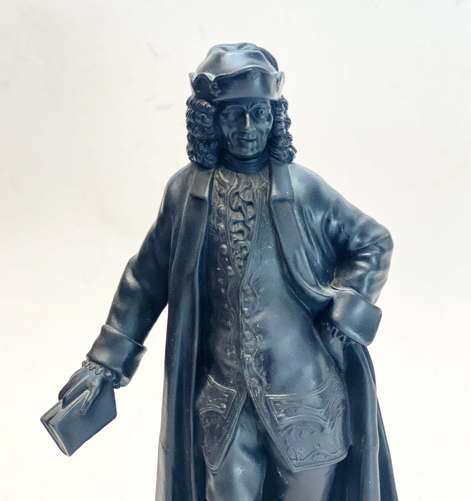 Wedgwood Black Basalt Pottery Bust Sculpture, Voltaire In Good Condition For Sale In Pasadena, CA