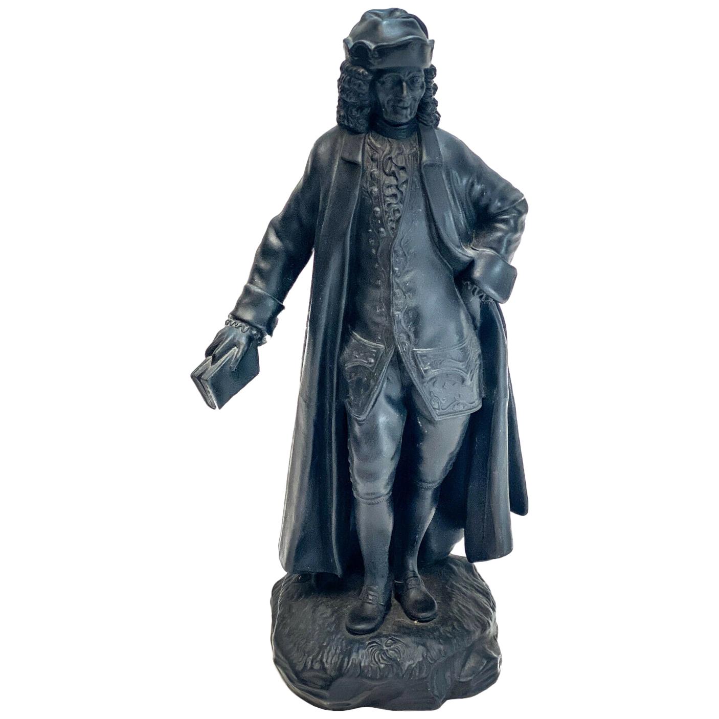 Wedgwood Black Basalt Pottery Bust Sculpture, Voltaire For Sale